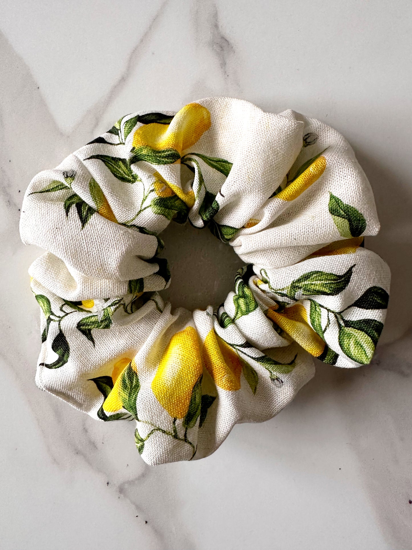 XL Lemon Print Scrunchie - Fruit Print, Lemon, Italian Summer