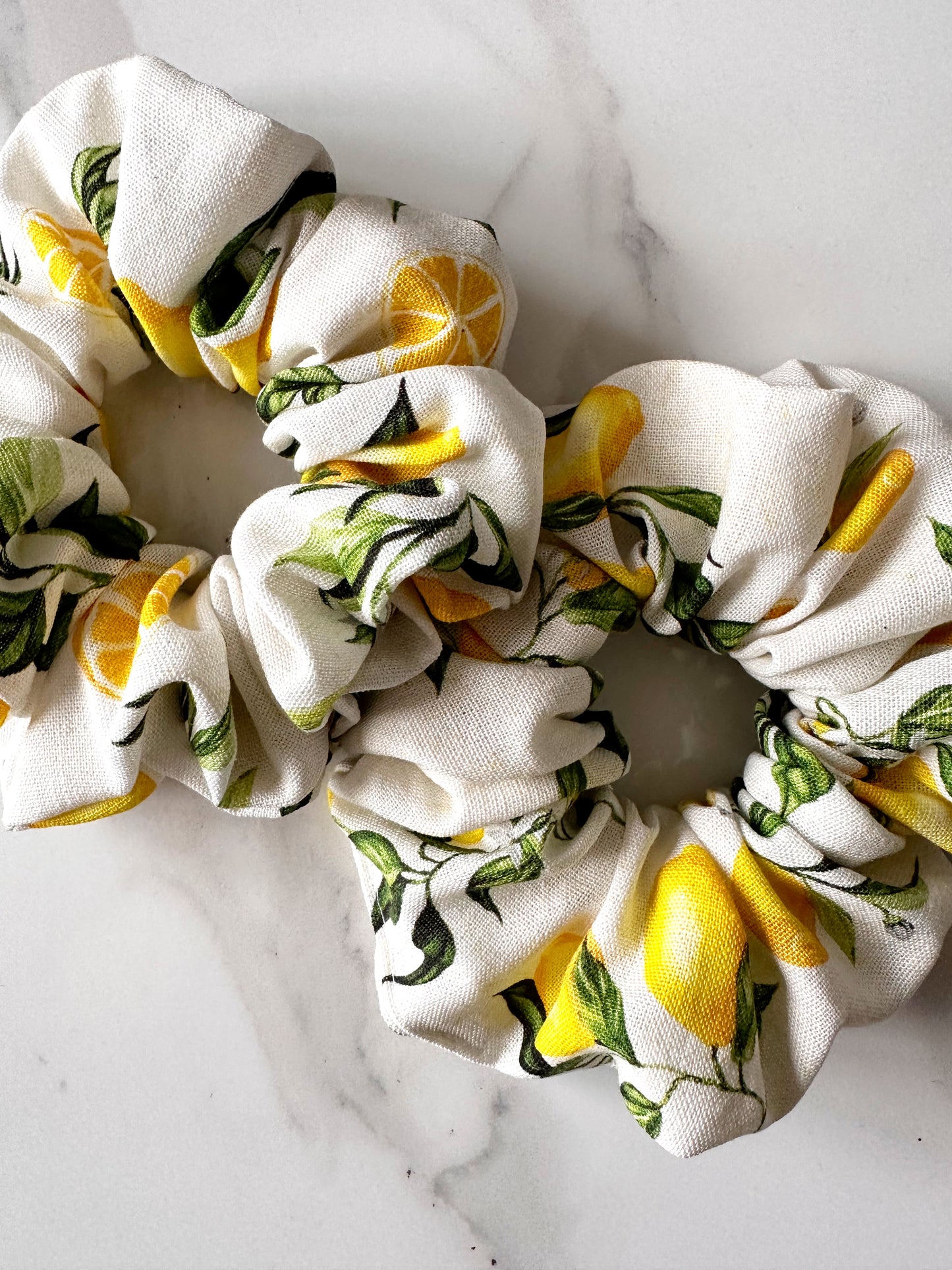 XL Lemon Print Scrunchie - Fruit Print, Lemon, Italian Summer