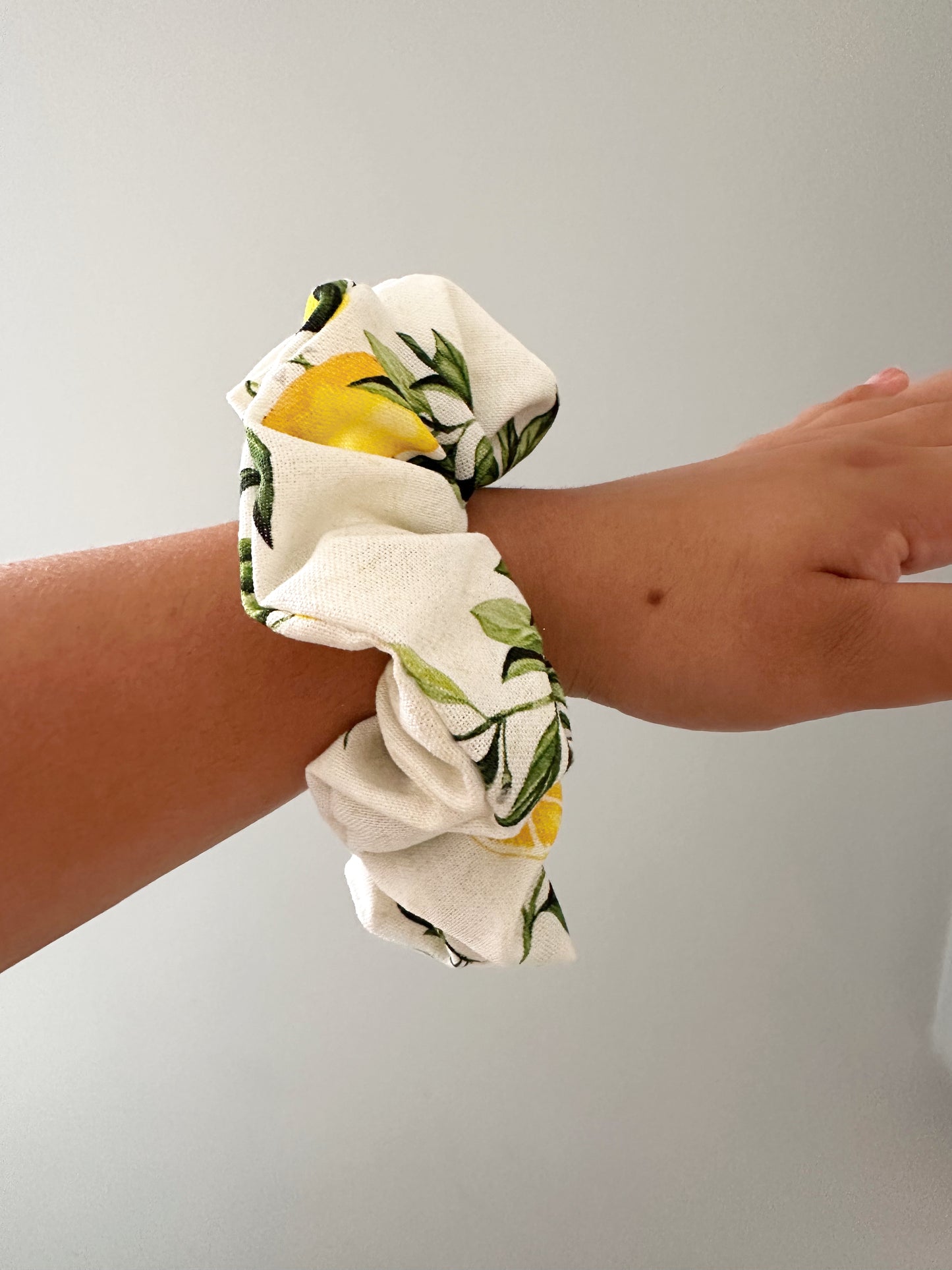 XL Lemon Print Scrunchie - Fruit Print, Lemon, Italian Summer