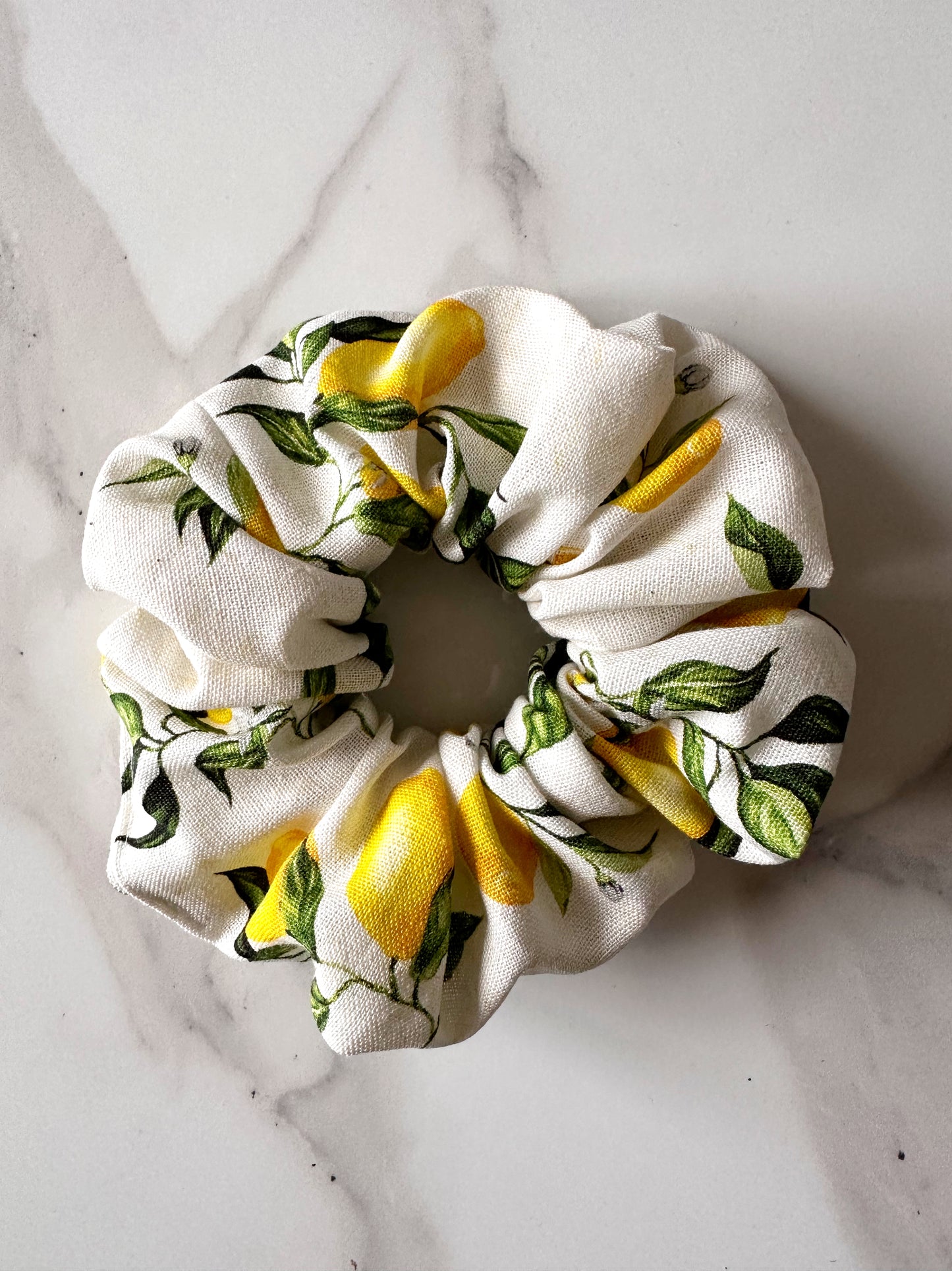 XL Lemon Print Scrunchie - Fruit Print, Lemon, Italian Summer
