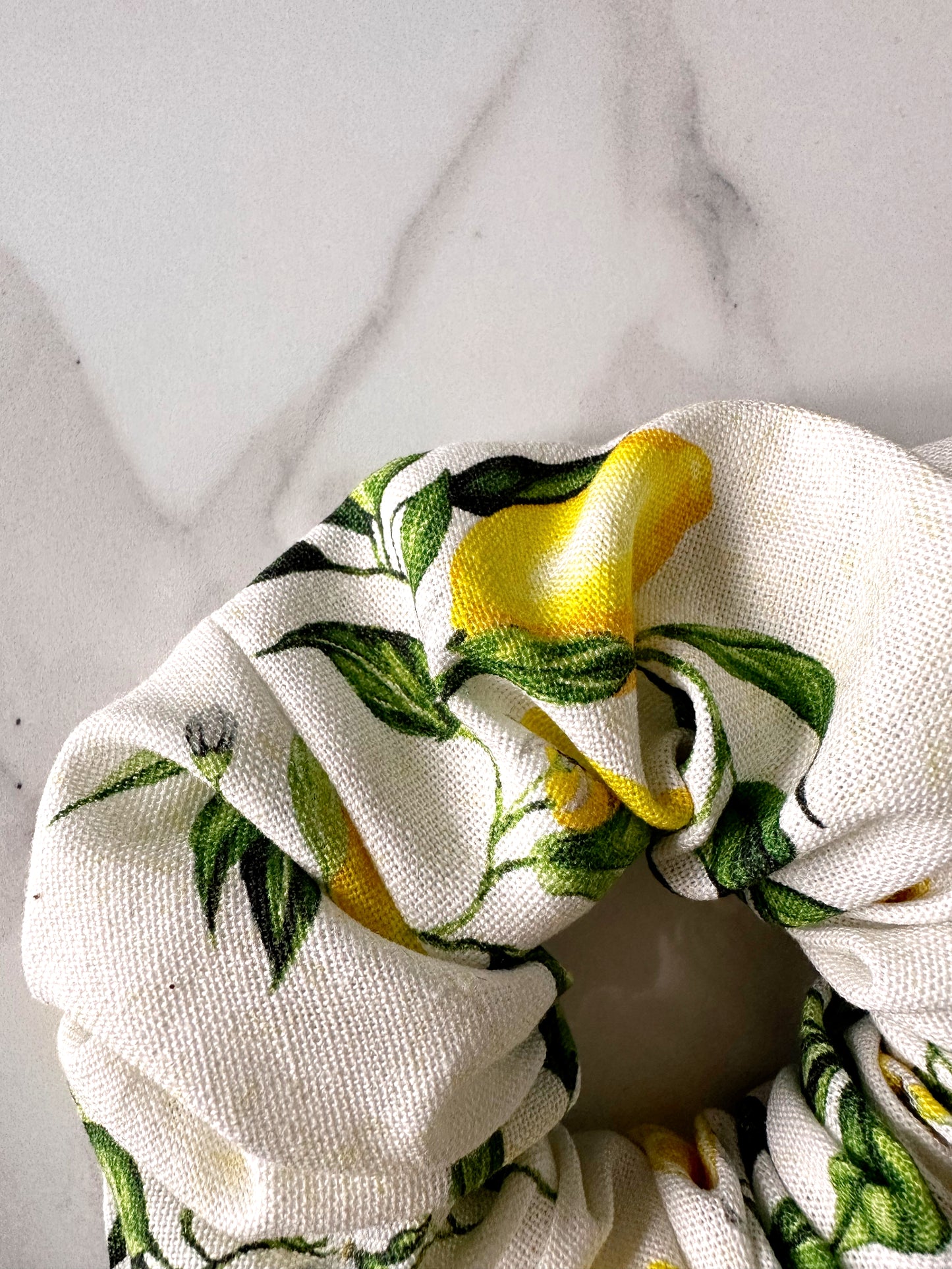 XL Lemon Print Scrunchie - Fruit Print, Lemon, Italian Summer