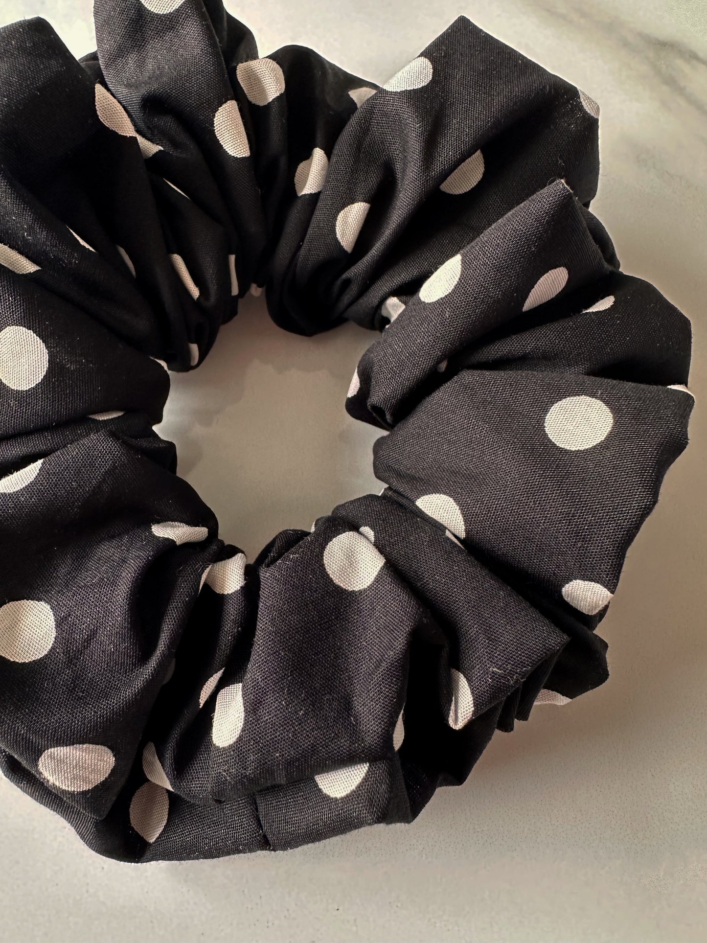 XL Black Polkadot Scrunchie