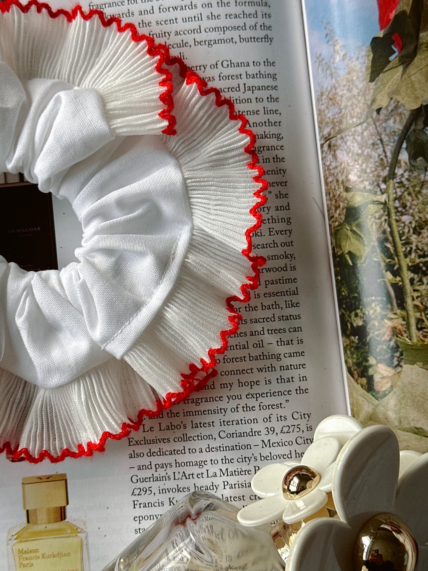 Smaller Oversized White Scrunchie with a White Frill Trim