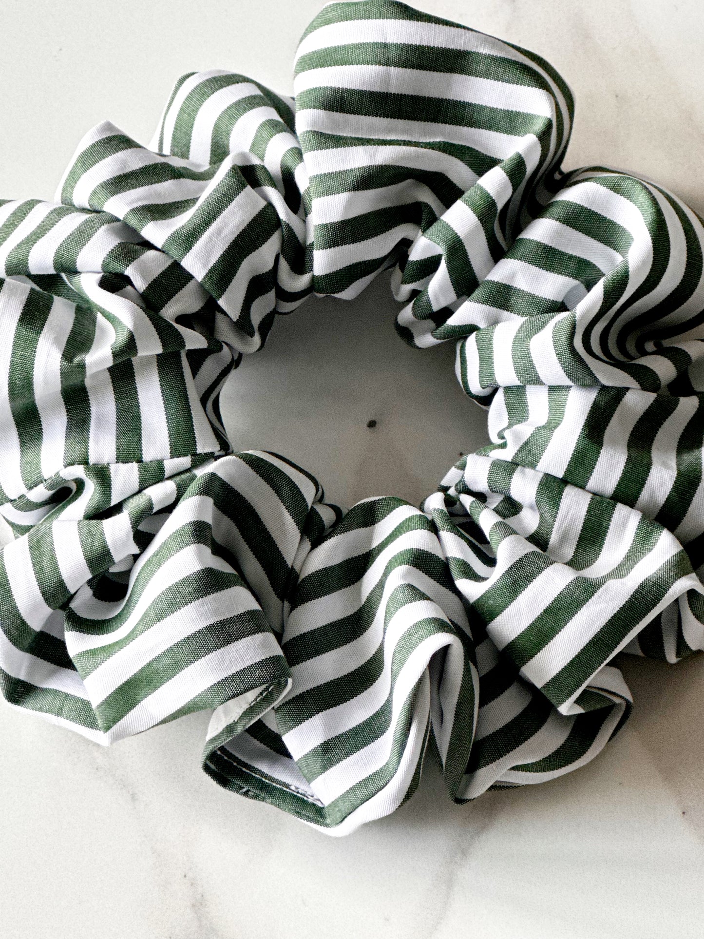 XL Dark Green Striped Scrunchie