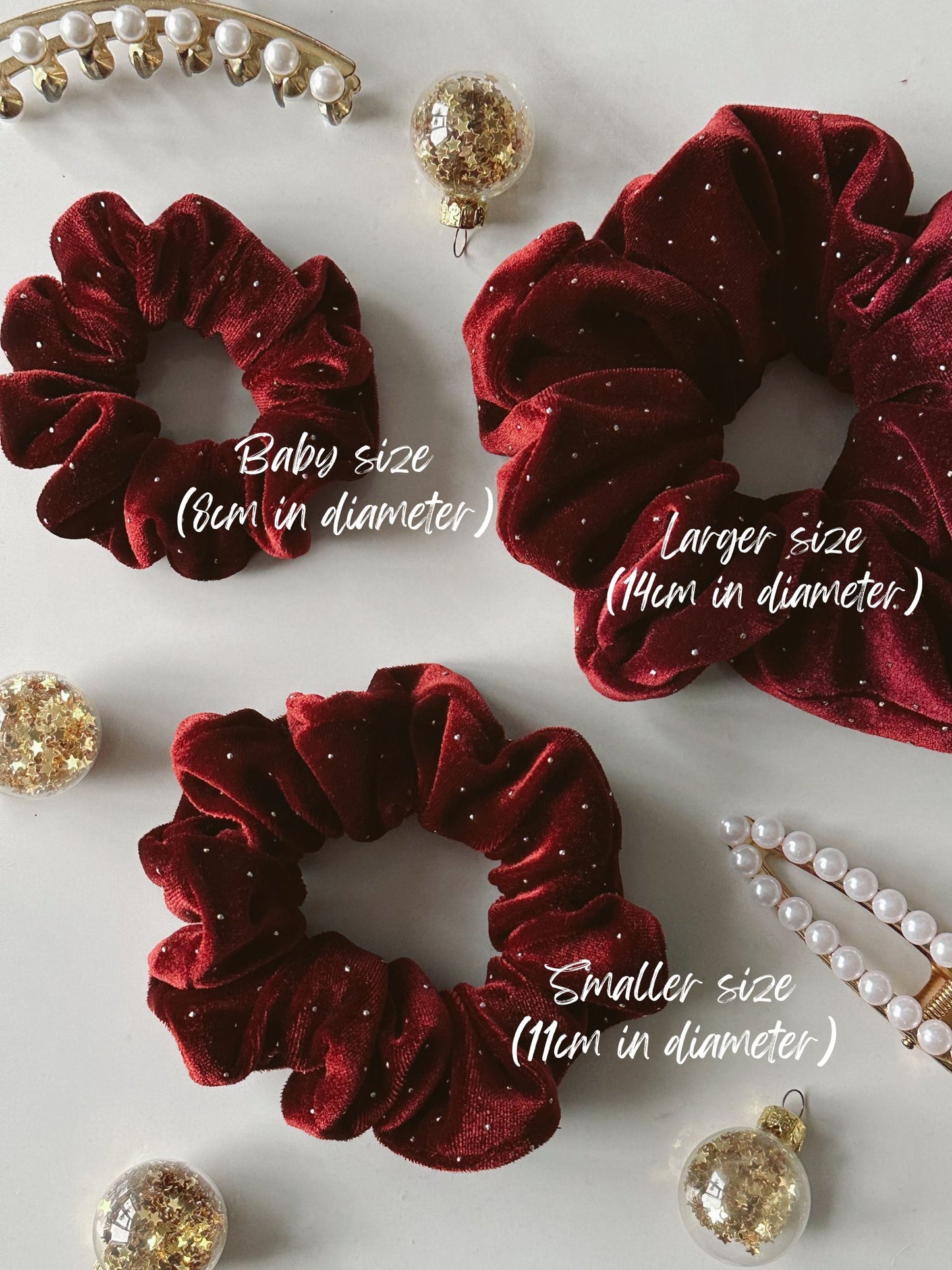 Burgundy and Silver Detail Velvet Scrunchie