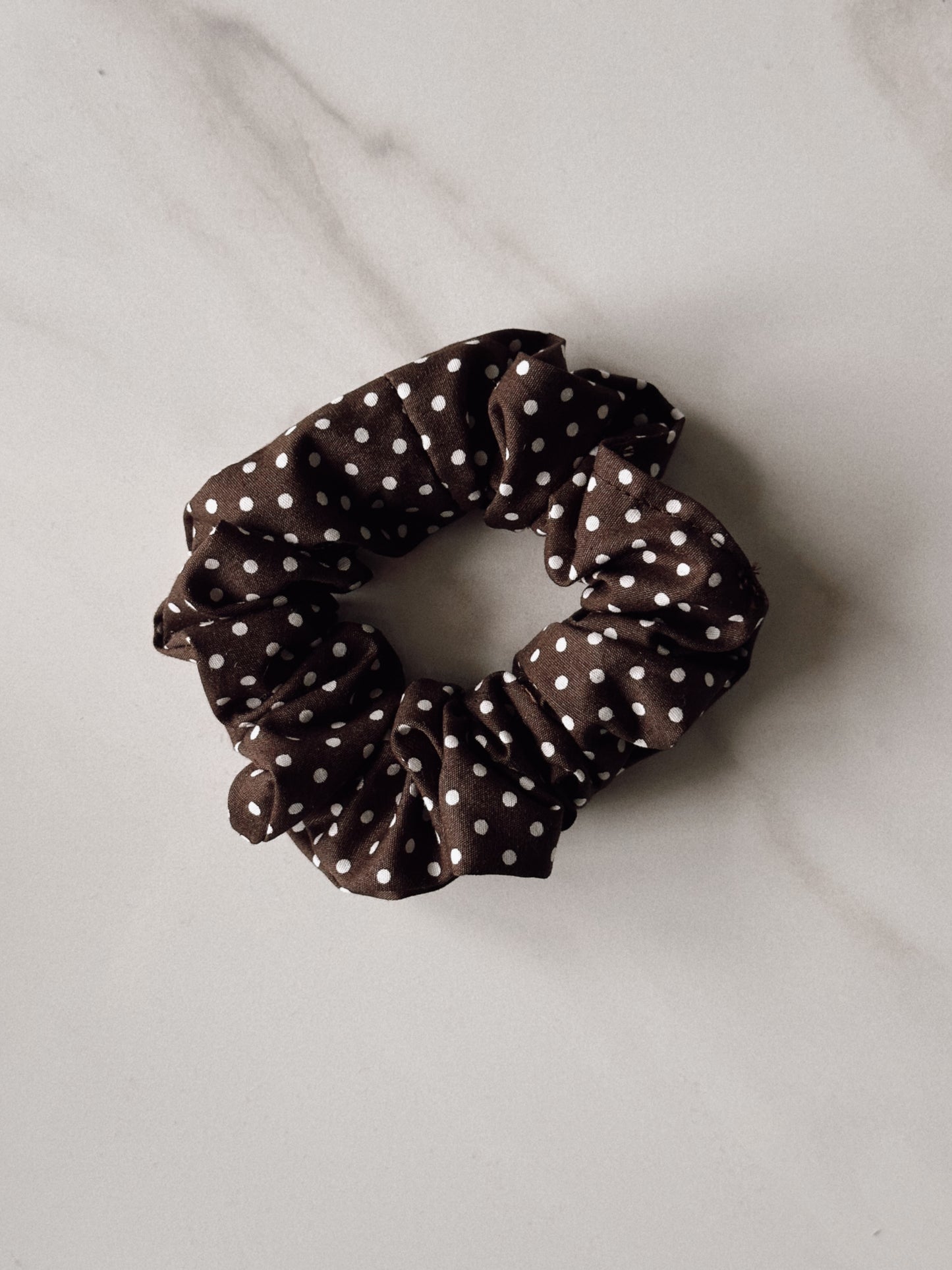 Dark Brown Polkadot Scrunchie