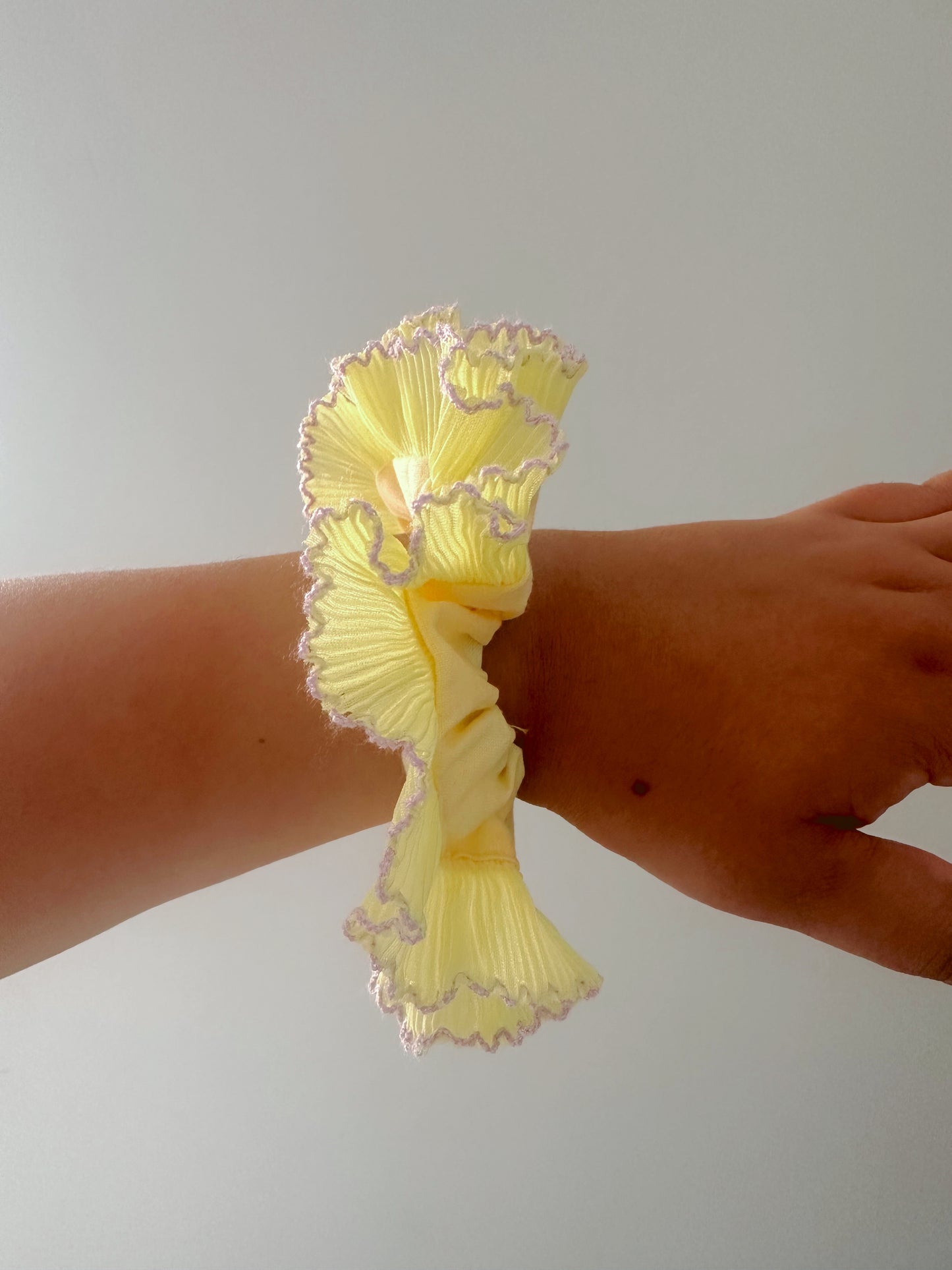 Mini Oversized Butter Yellow Scrunchie with Yellow Frill Trim