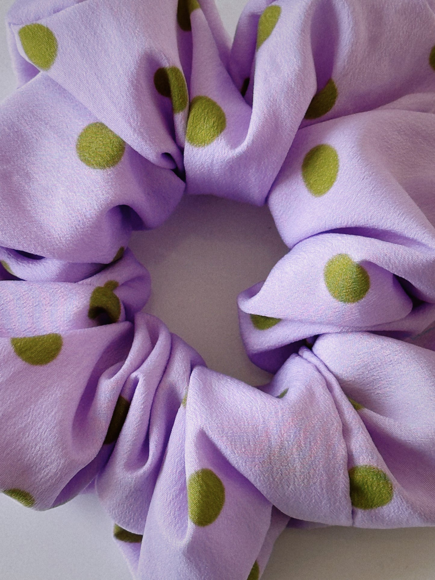 XL Purple and Green Polkadot Scrunchie