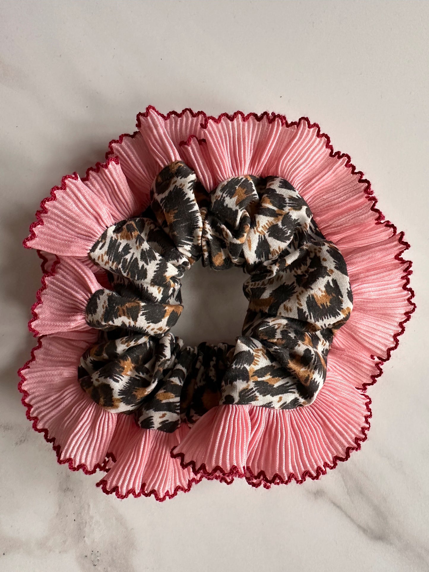 Oversized Leopard Print with Pink Frill Trim