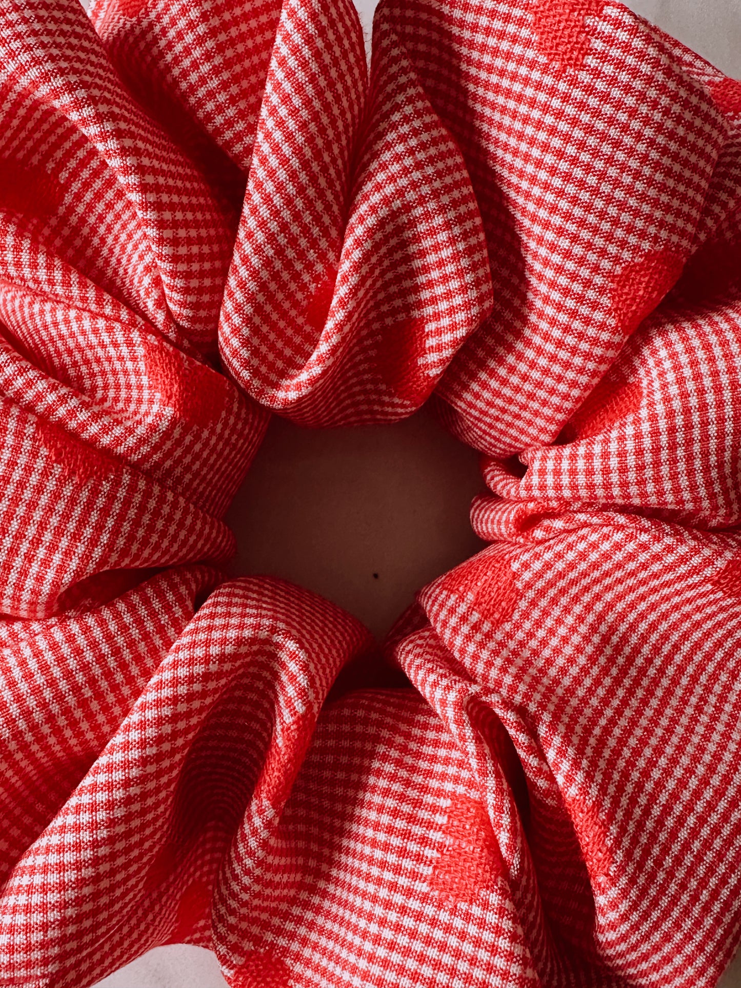 Valentines Gingham and Heart Print Scrunchie