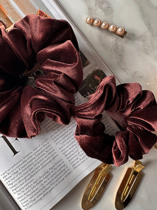 Oversized Brown Velvet Scrunchie