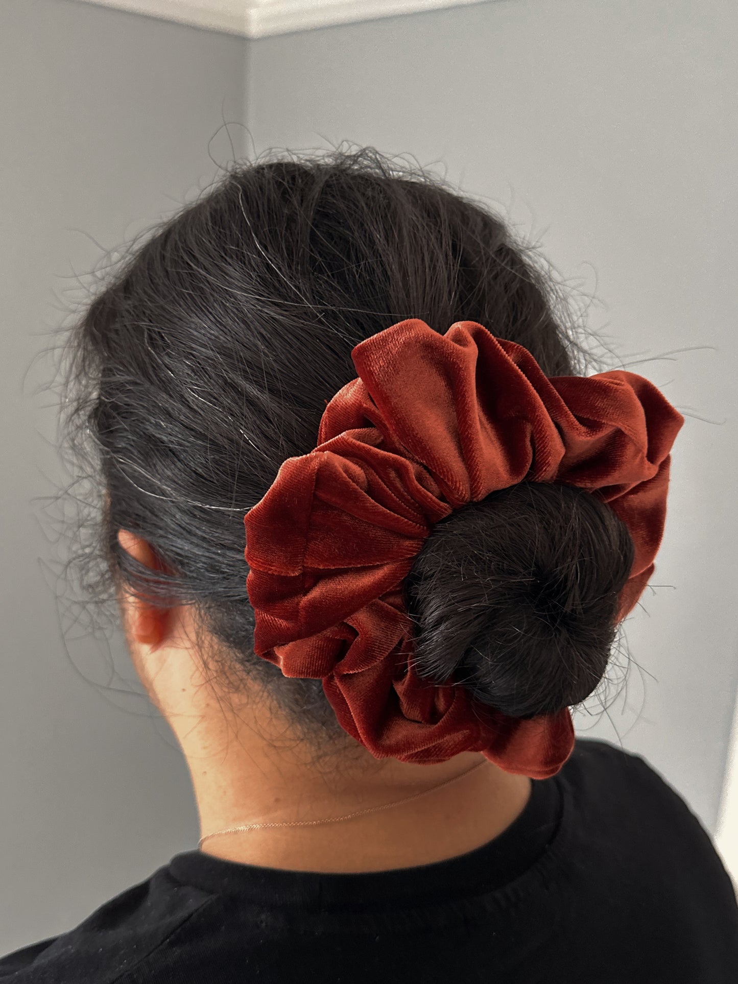 Oversized Rust Orange Velvet Scrunchie