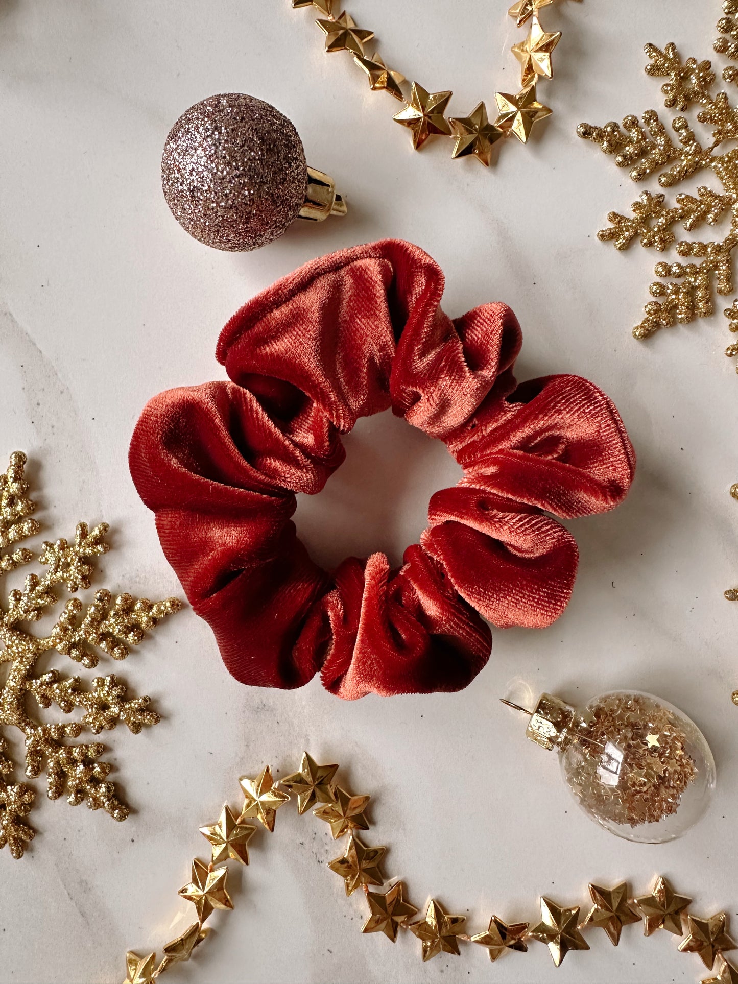 Set of 3 Velvet Scrunchies - Rust Orange, Burgundy and Black