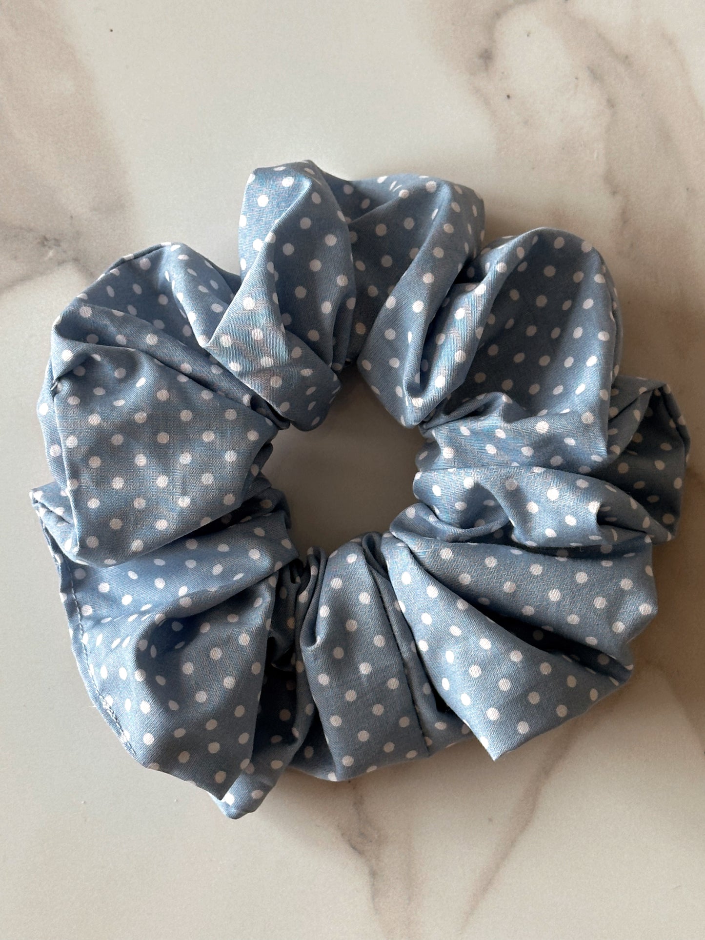 Baby Blue Polkadot & Brown Polkadot Scrunchie Duo