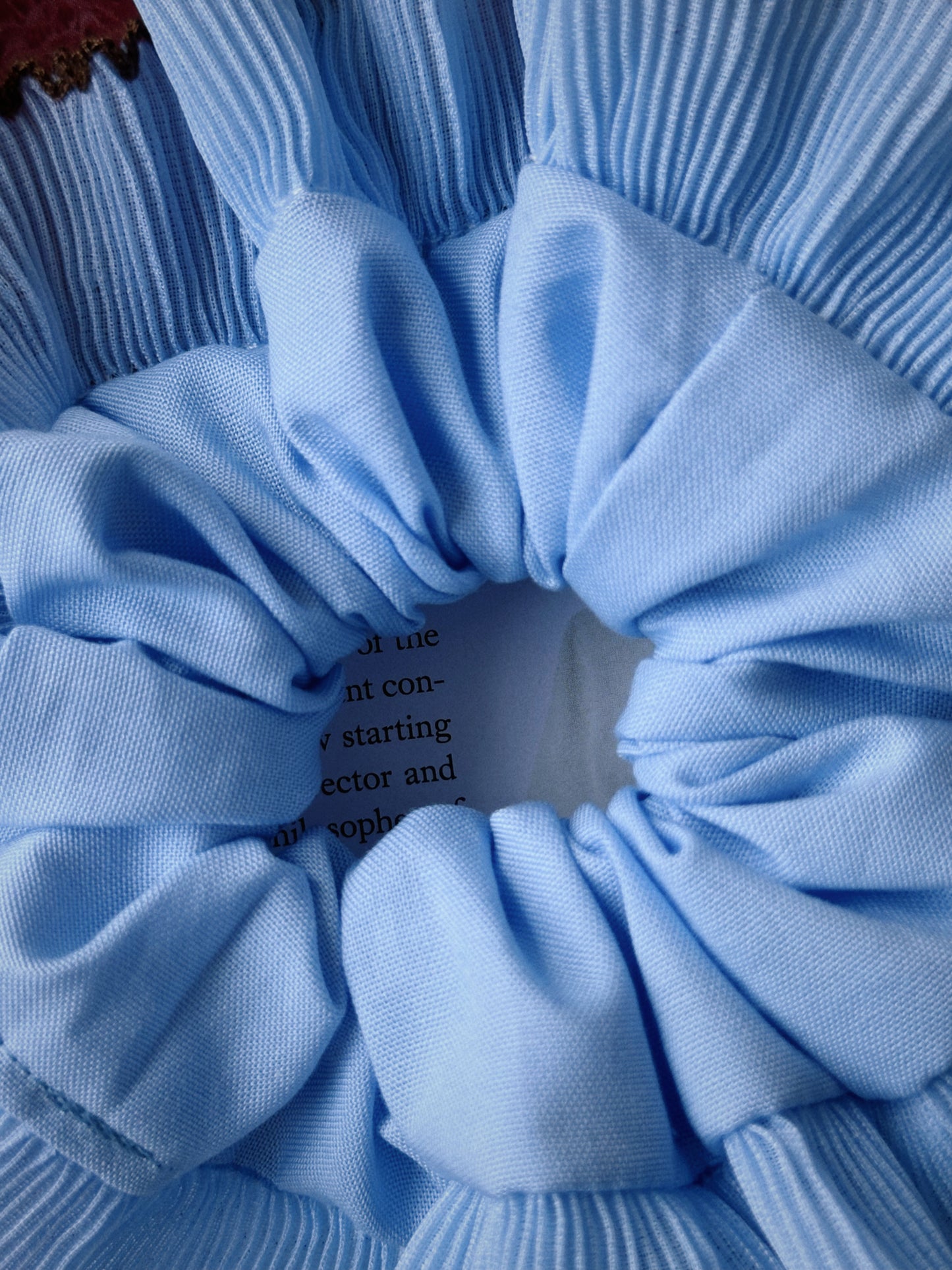 Oversized Light Blue Scrunchie with Baby Blue Frill Trim