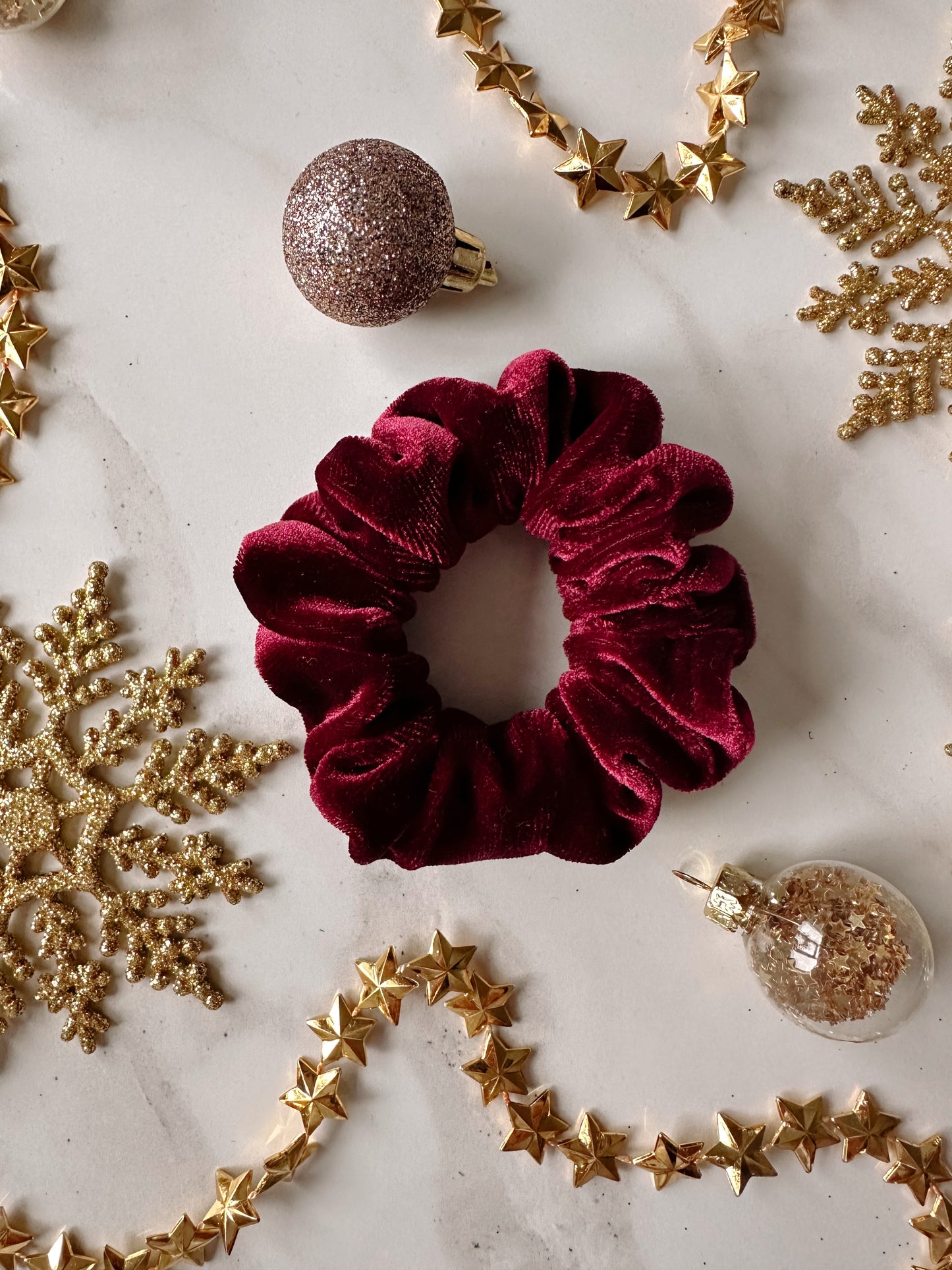 Set of 3 Velvet Scrunchies - Rust Orange, Burgundy and Black