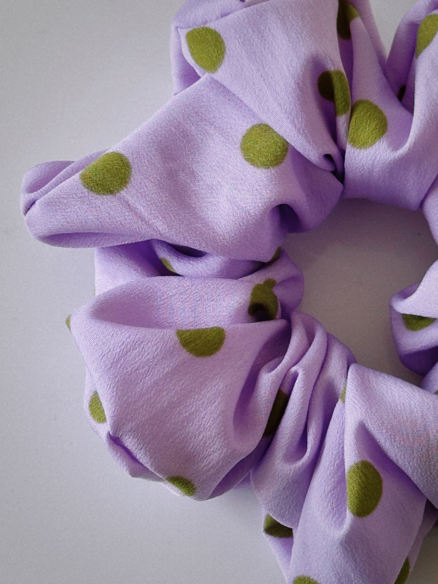 XL Purple and Green Polkadot Scrunchie
