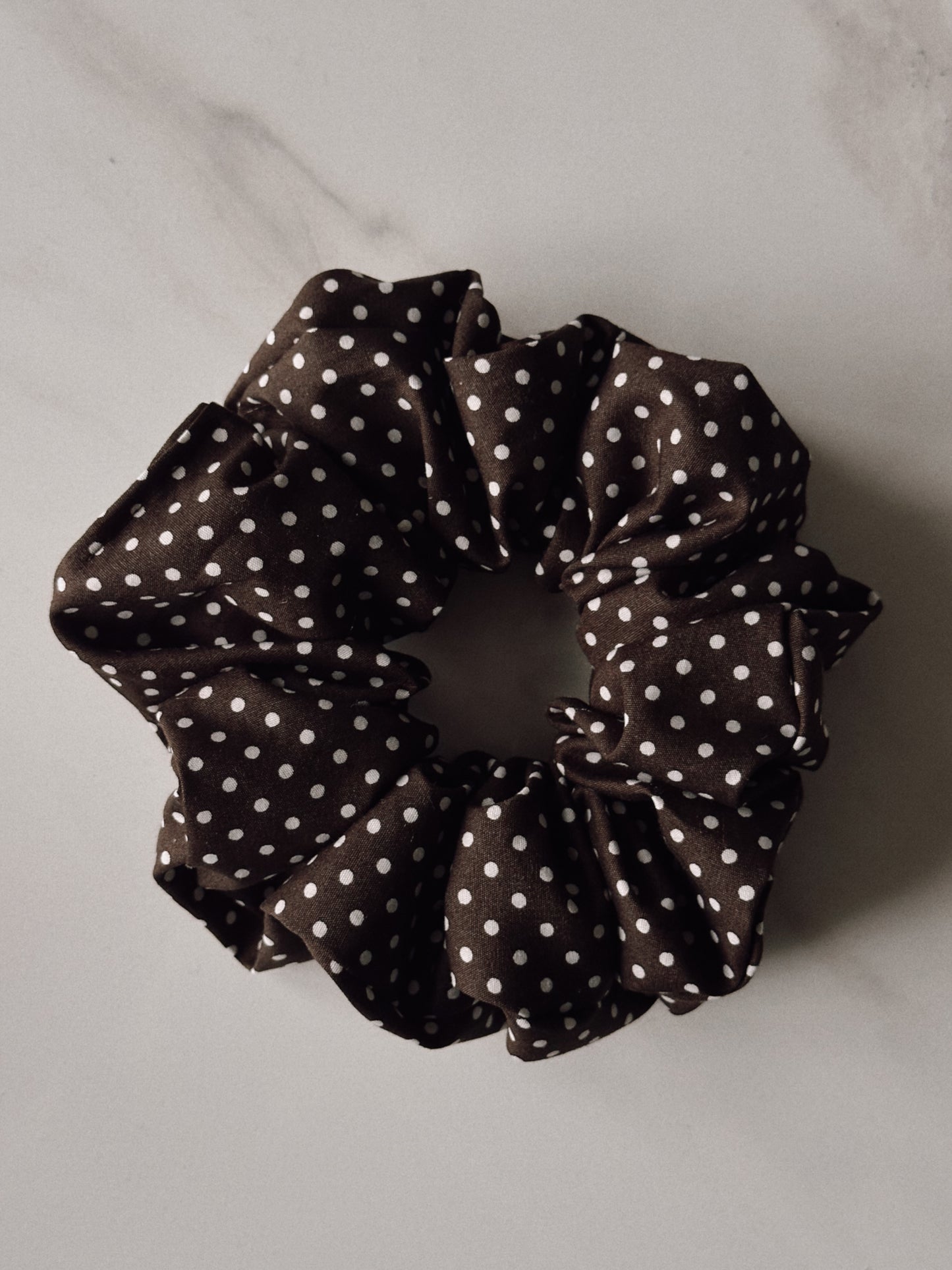 Dark Brown Polkadot Scrunchie