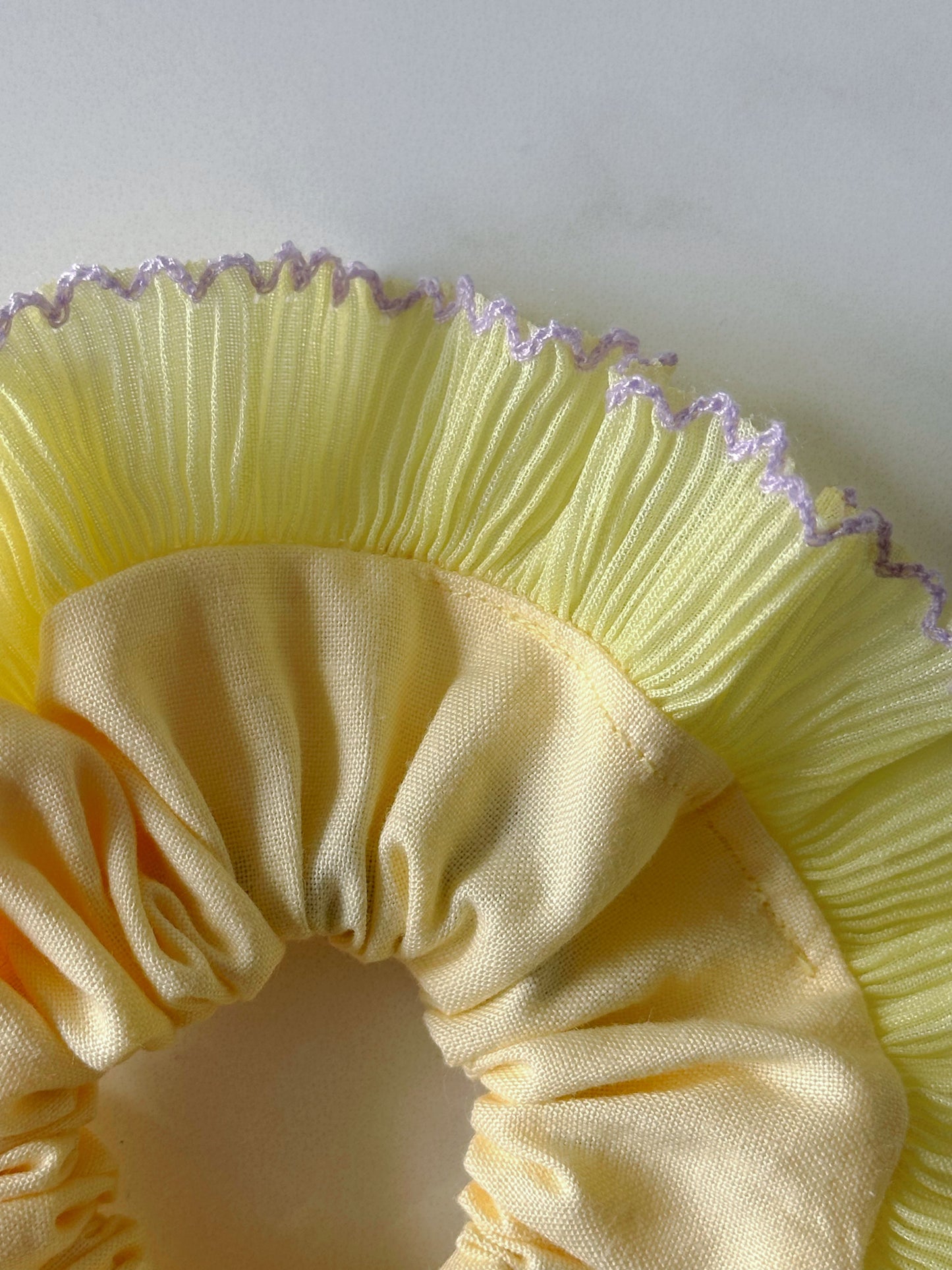 Mini Oversized Butter Yellow Scrunchie with Yellow Frill Trim