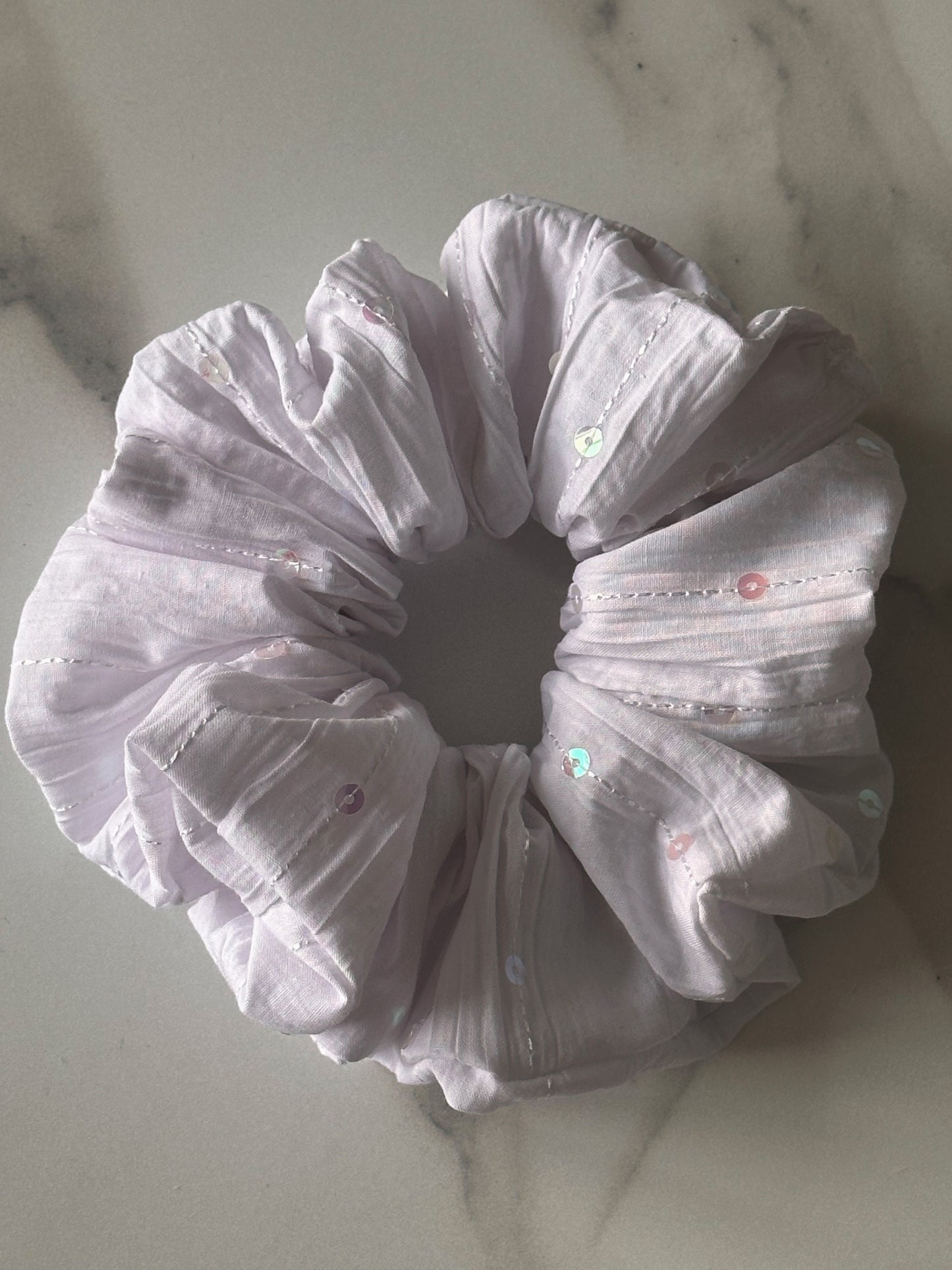 White Sequin Scrunchie