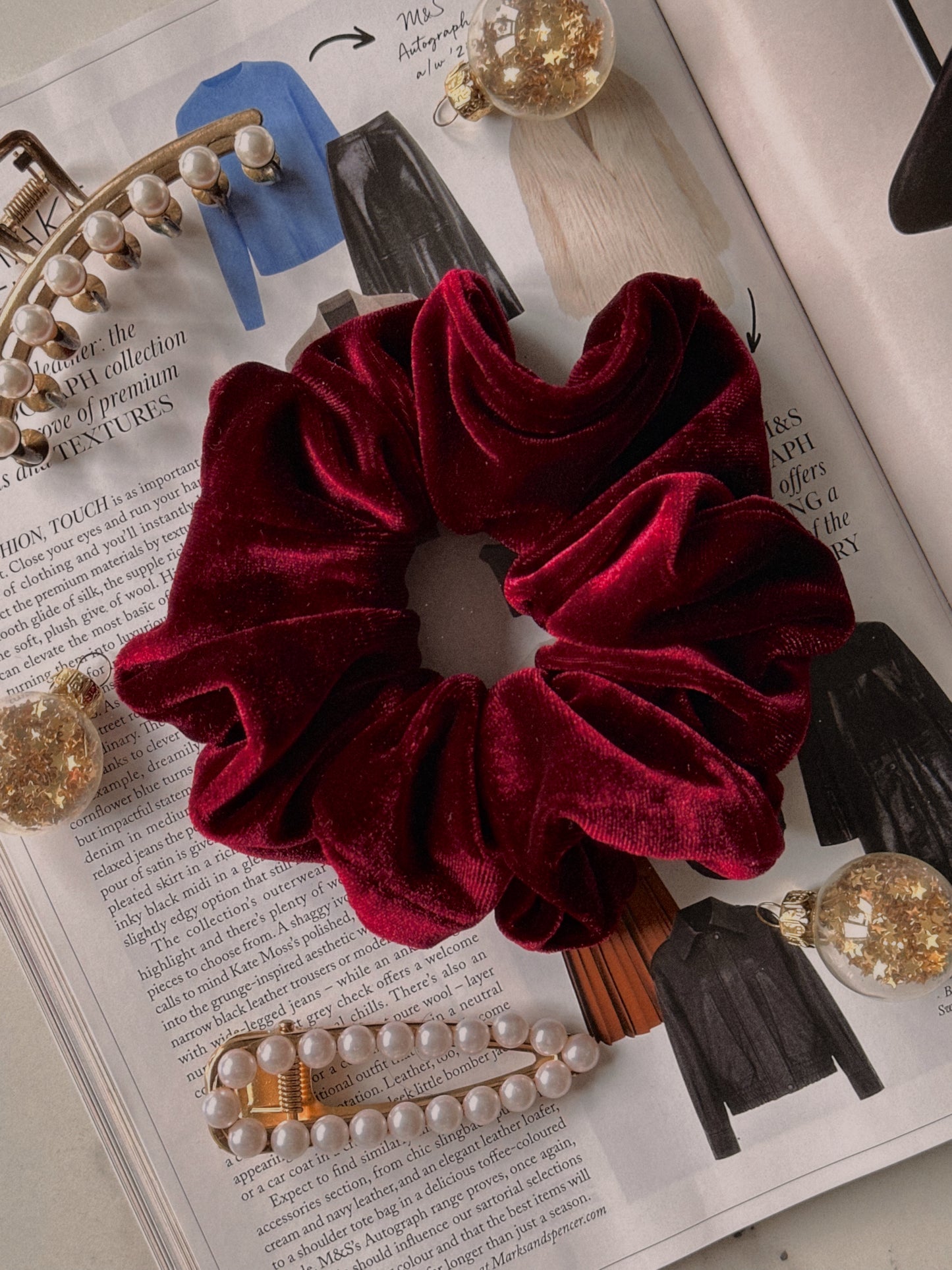 Oversized Burgundy Velvet Scrunchie
