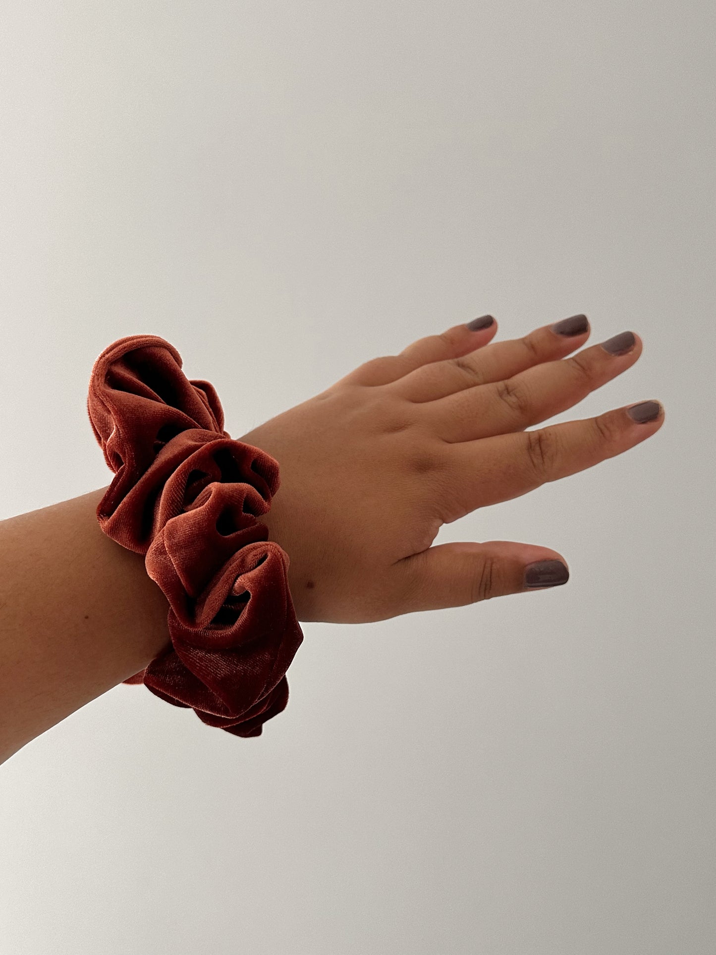 Oversized Rust Orange Velvet Scrunchie