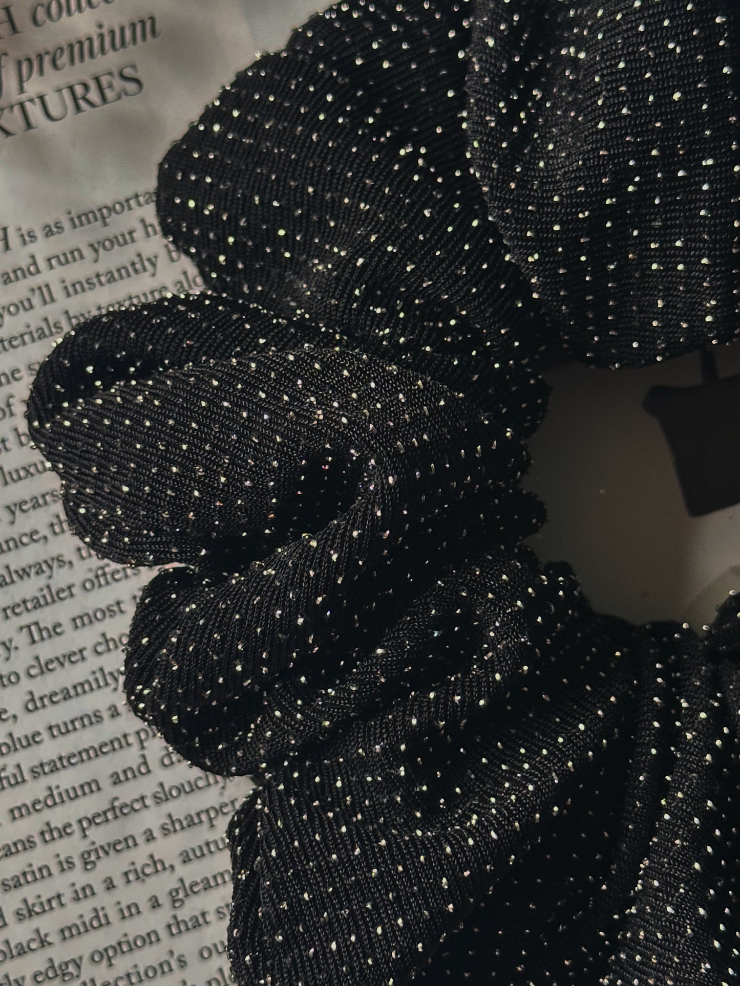 Oversized Black and Silver Scrunchie