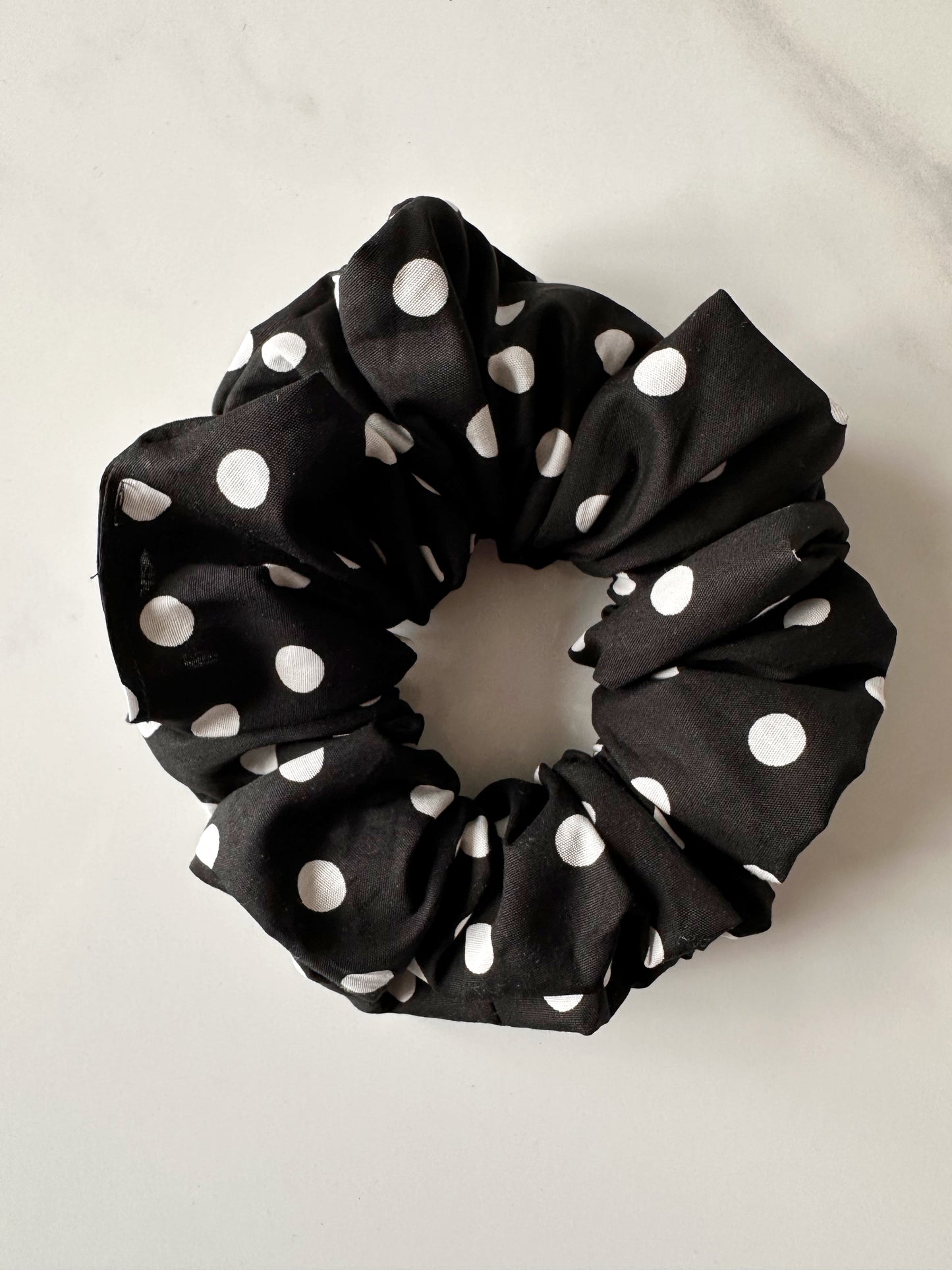 XL Black Polkadot Scrunchie