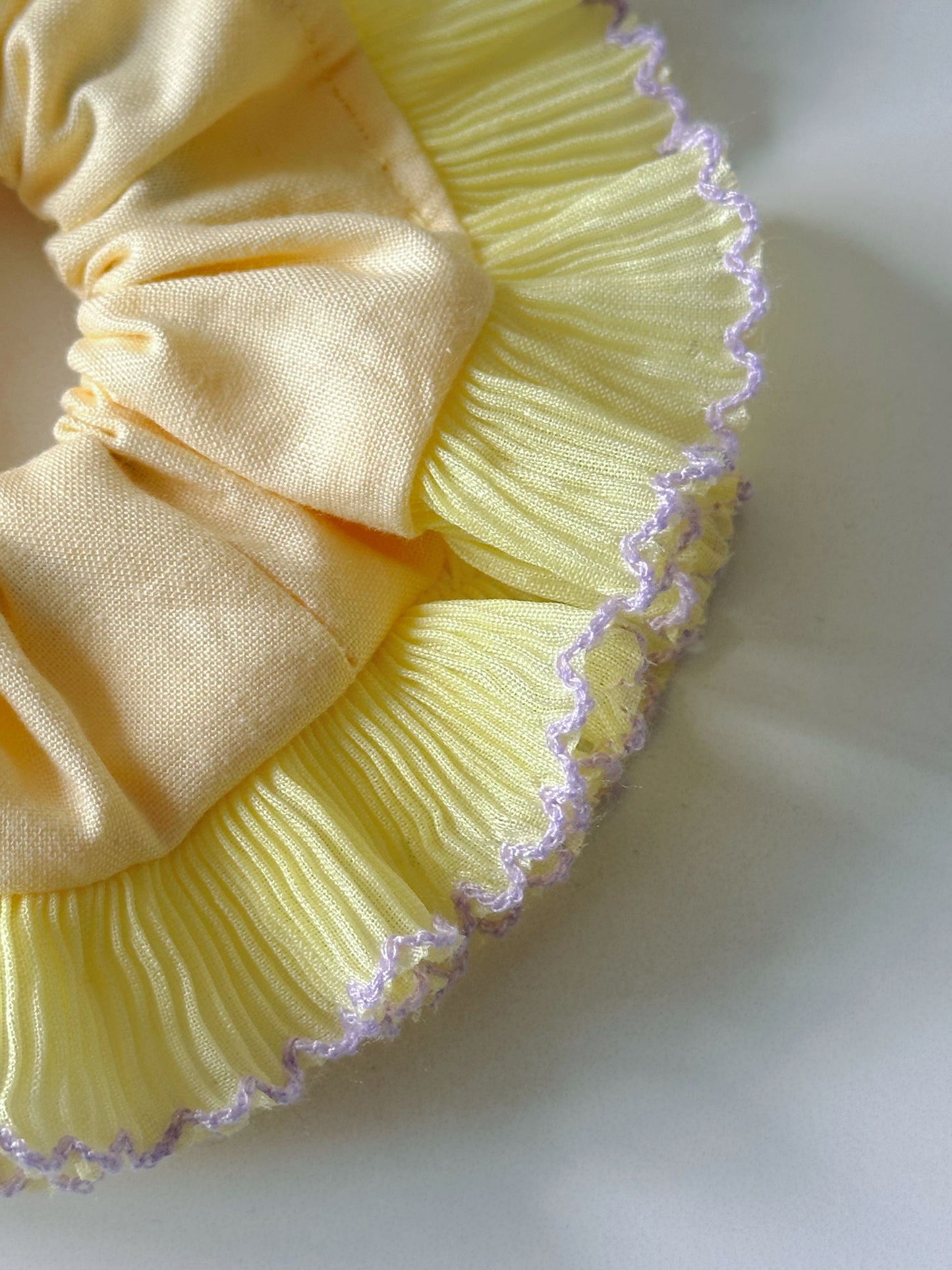 Mini Oversized Butter Yellow Scrunchie with Yellow Frill Trim