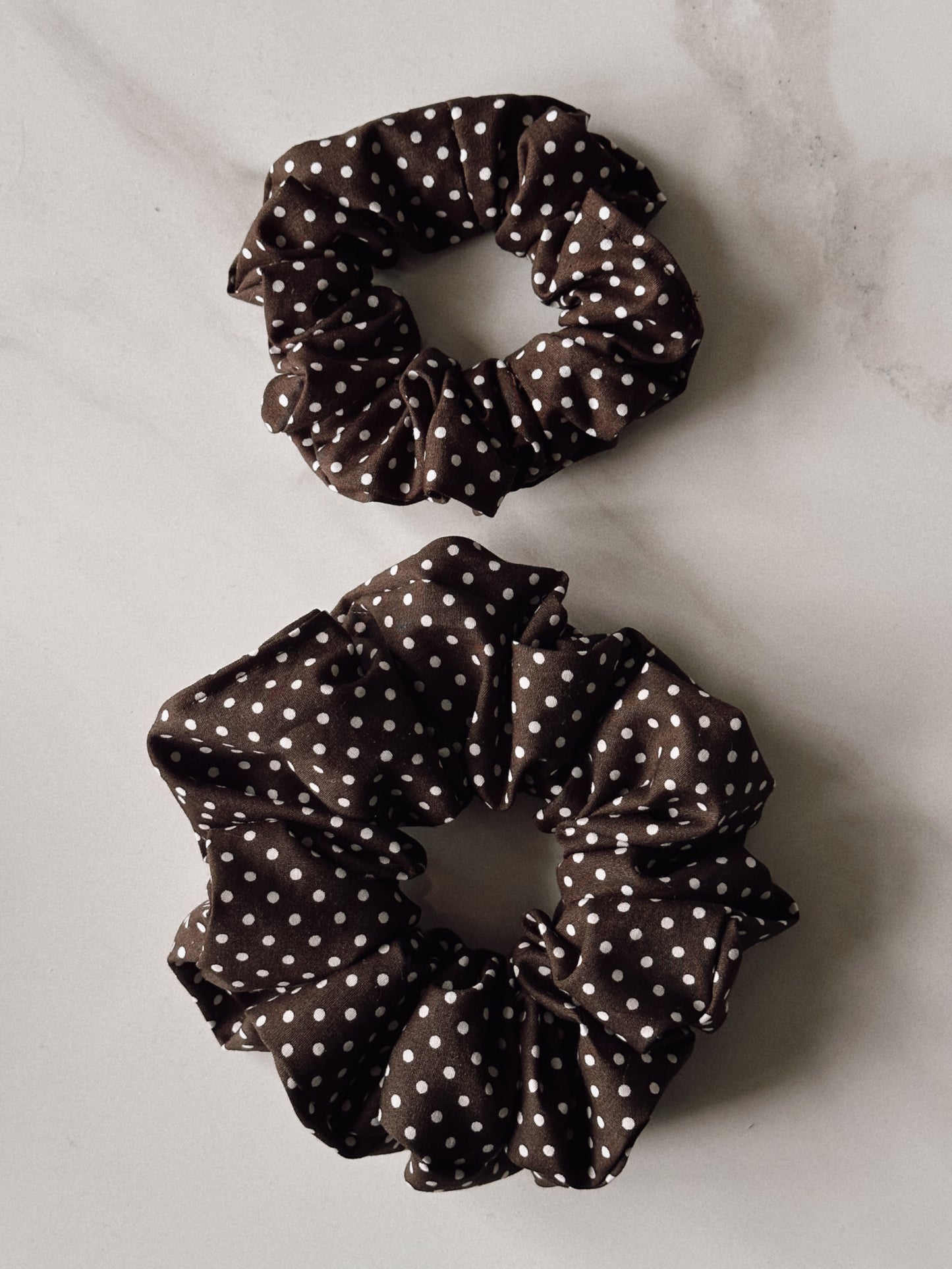 Dark Brown Polkadot Scrunchie