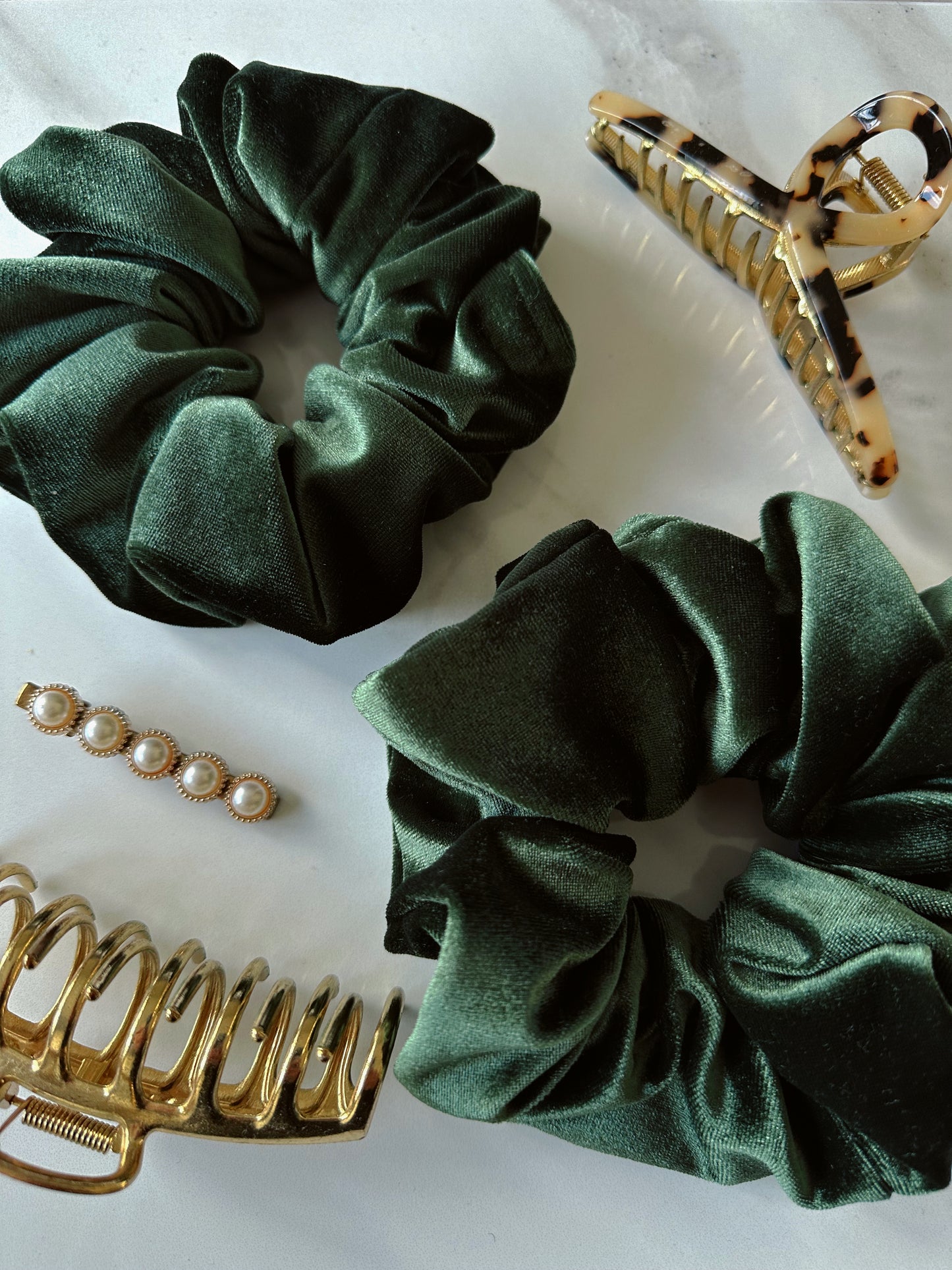 Oversized Emerald Green Velvet Scrunchie