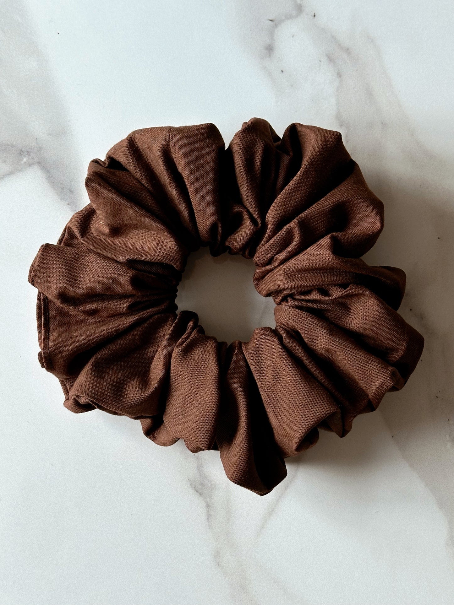 Chocolate Brown Polkadot & Brown Scrunchie Duo