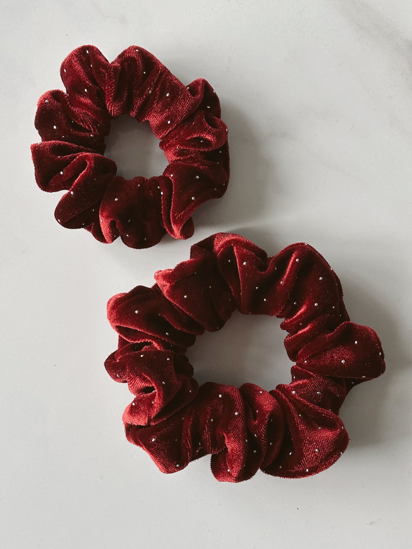 Burgundy and Silver Detail Velvet Scrunchie