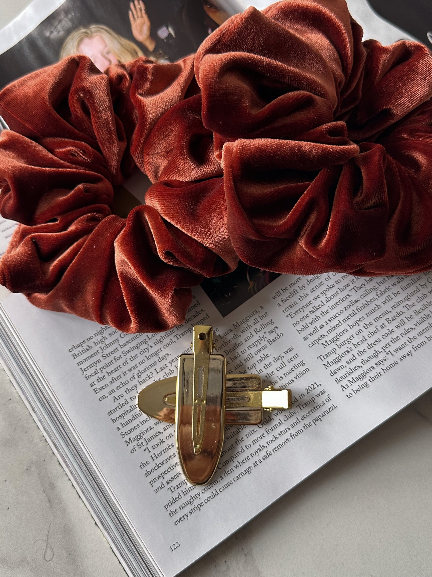 Oversized Rust Orange Velvet Scrunchie