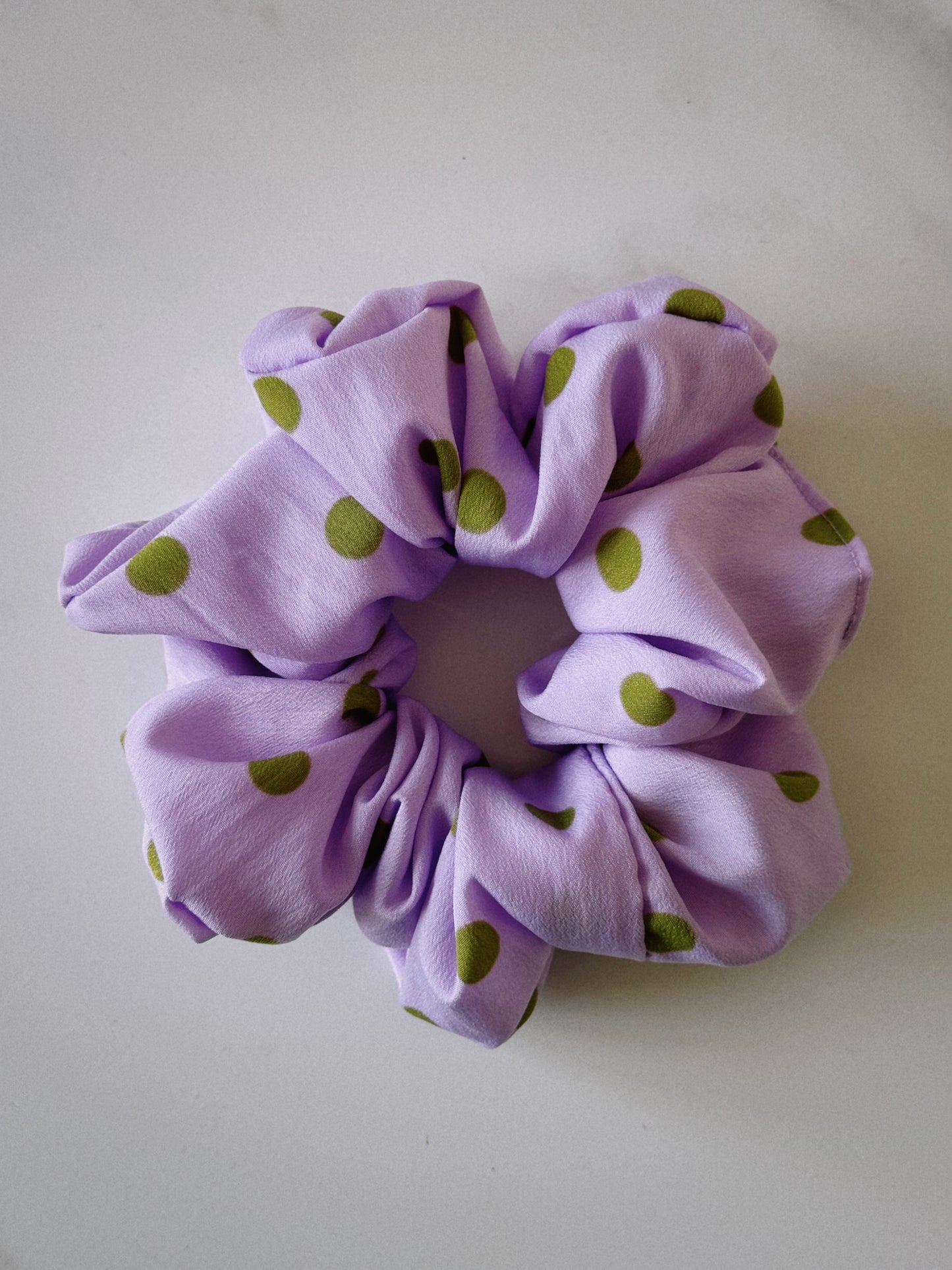 XL Purple and Green Polkadot Scrunchie