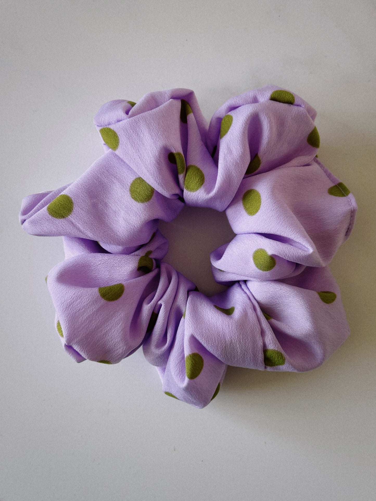 XL Purple and Green Polkadot Scrunchie