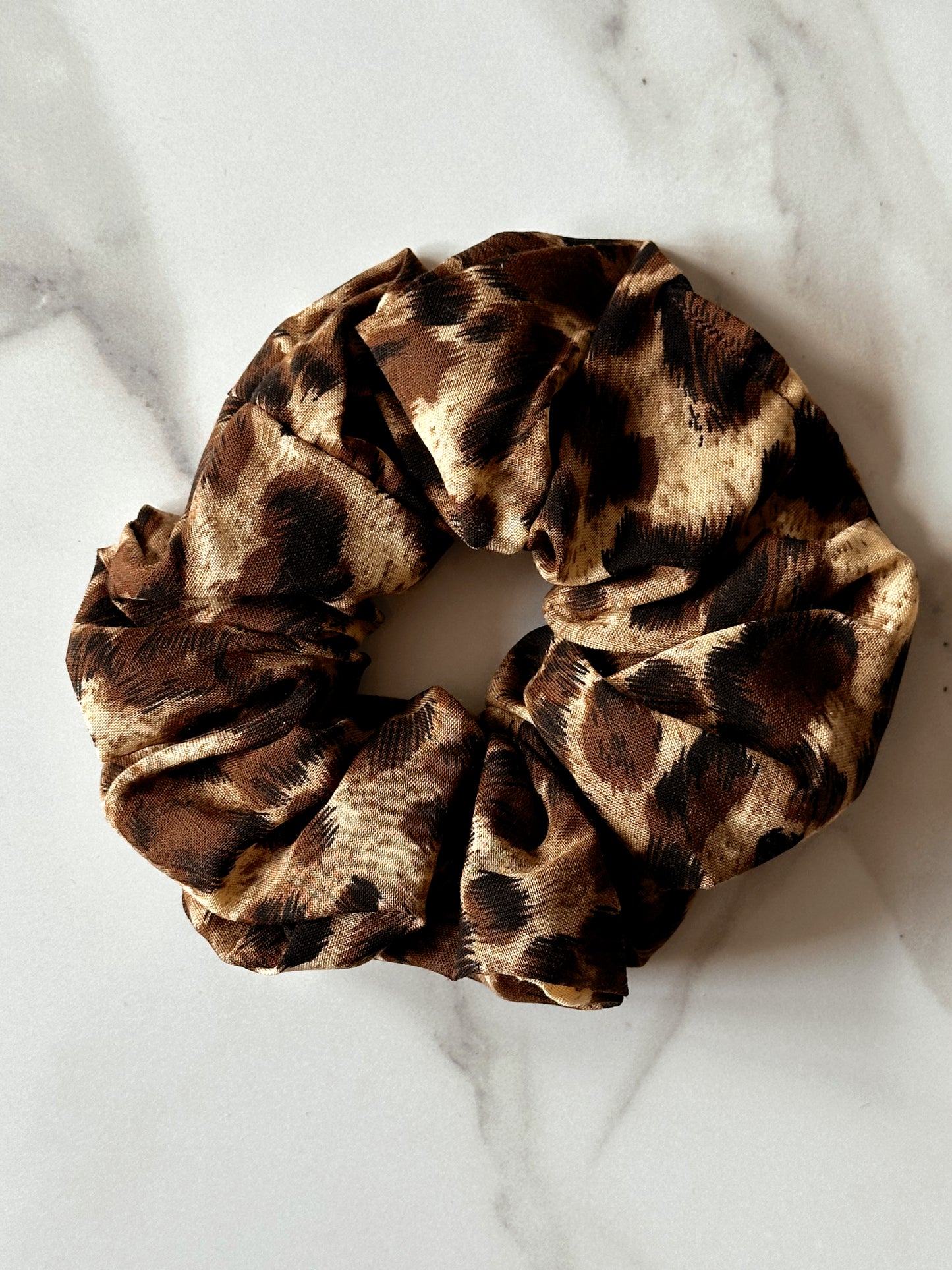 Chocolate & Leopard Print Scrunchie Trio