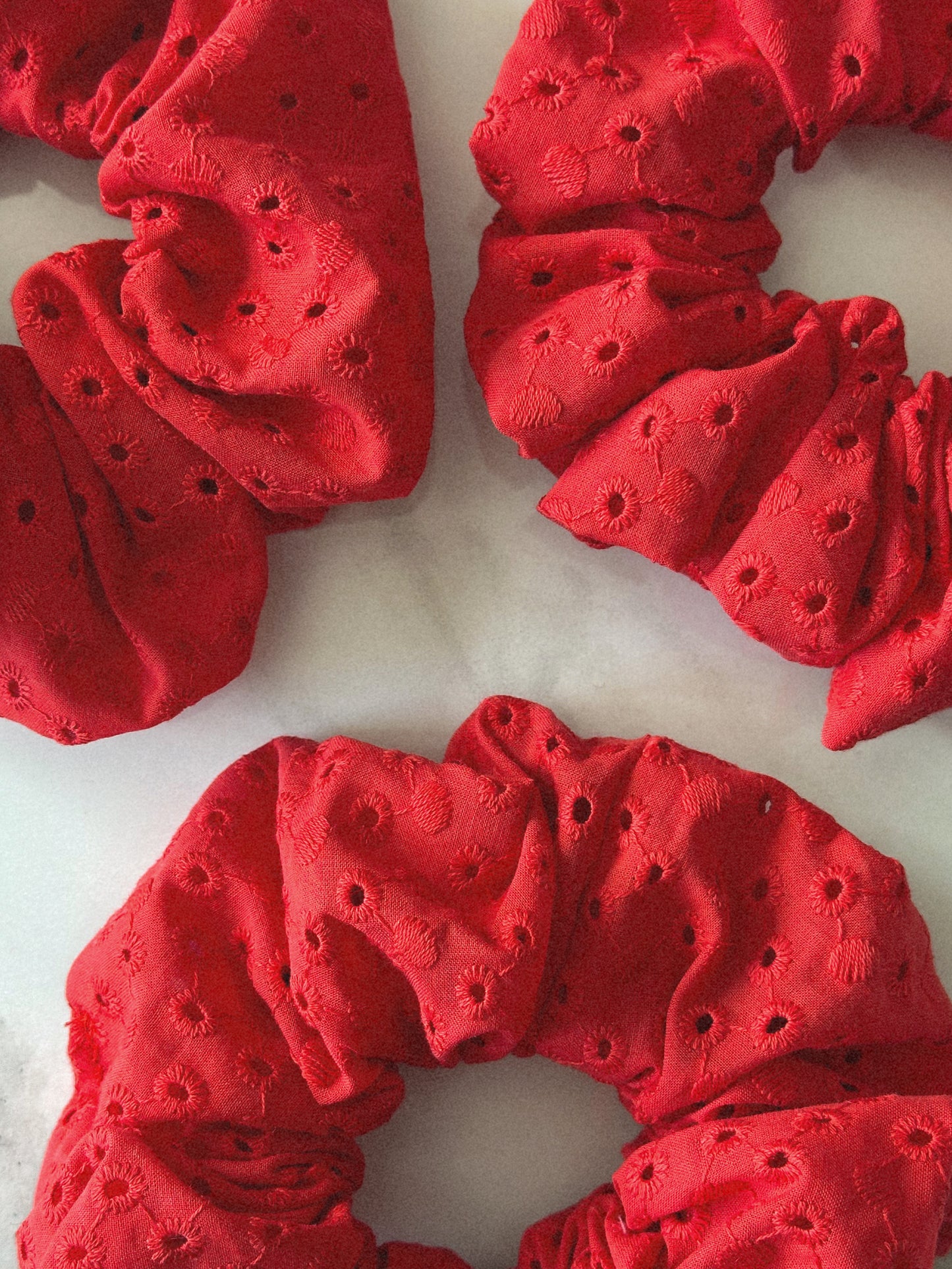 Handmade Red Embroidered Scrunchie
