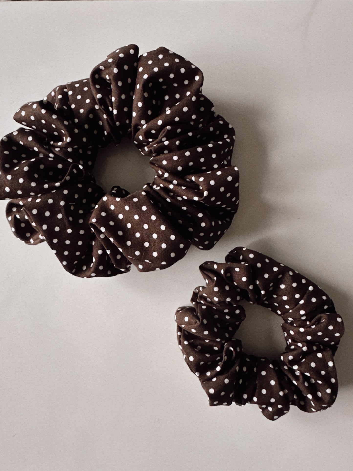 Dark Brown Polkadot Scrunchie