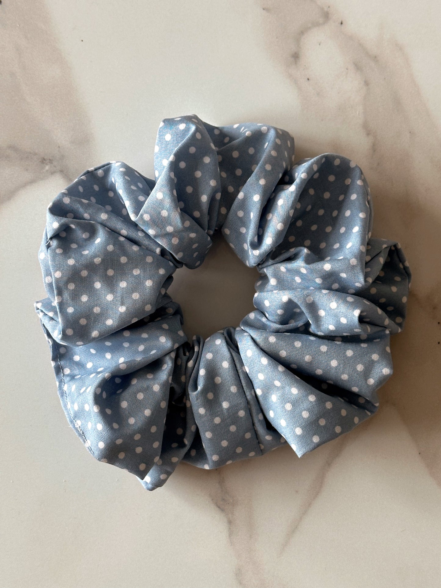 Baby Blue Polkadot & Butter Yellow Scrunchie Duo