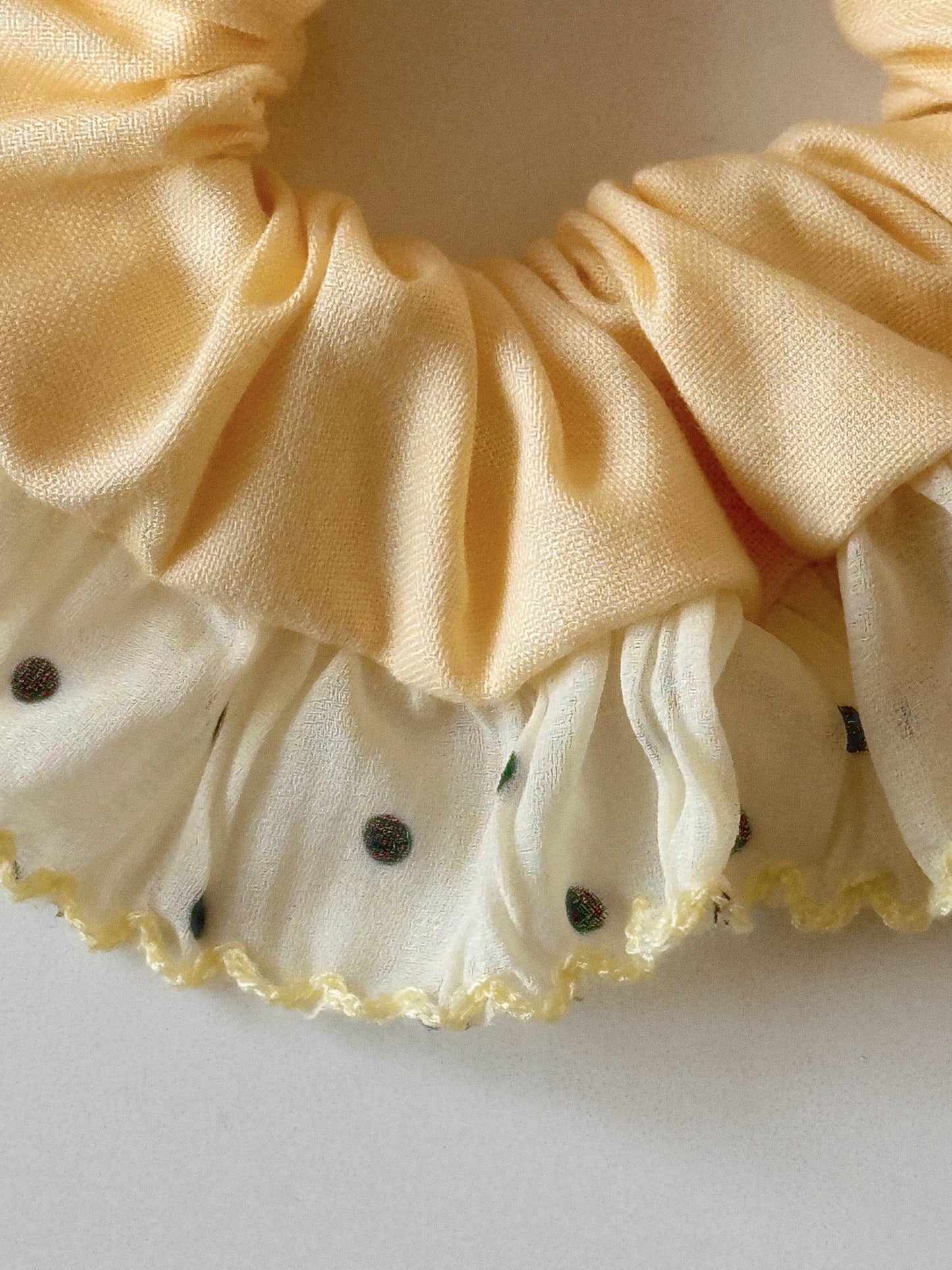 Oversized Butter Yellow Scrunchie with Polkadot Trim