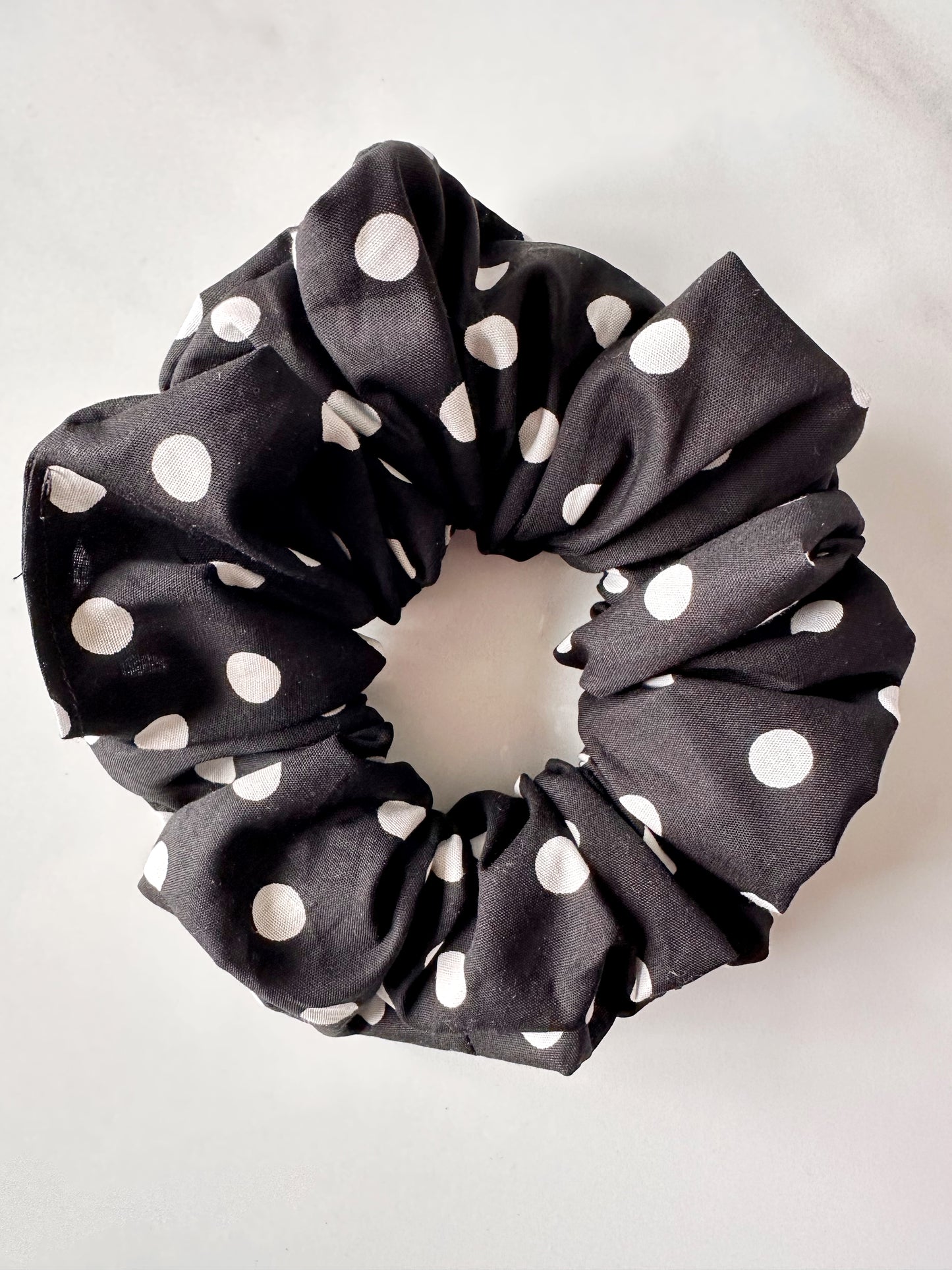 XL Black Polkadot Scrunchie