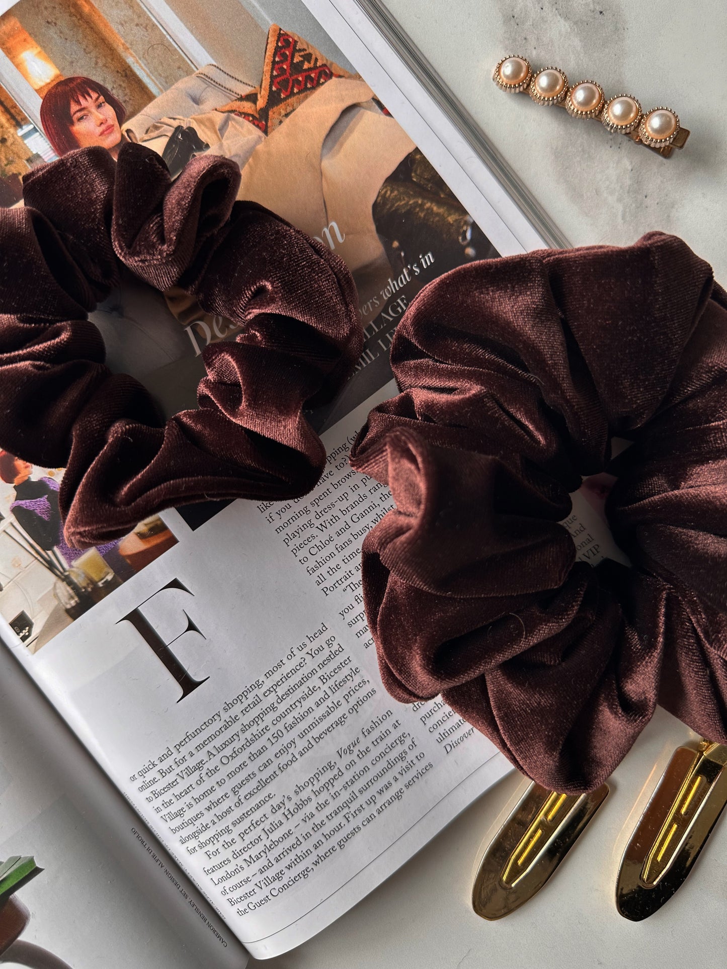 Oversized Brown Velvet Scrunchie