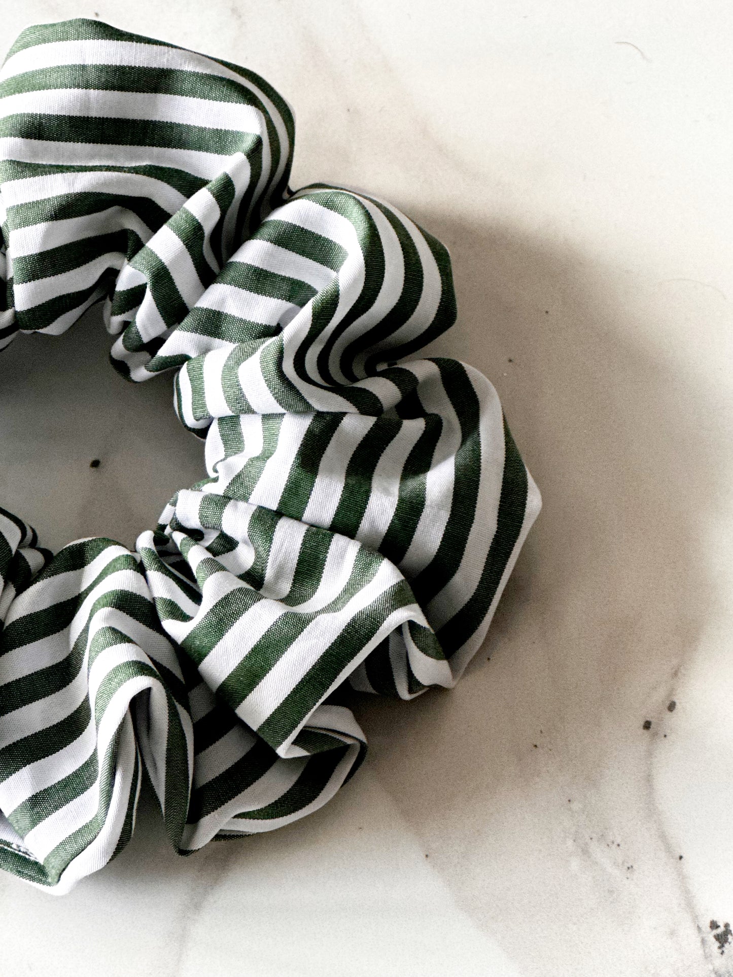 XL Dark Green Striped Scrunchie