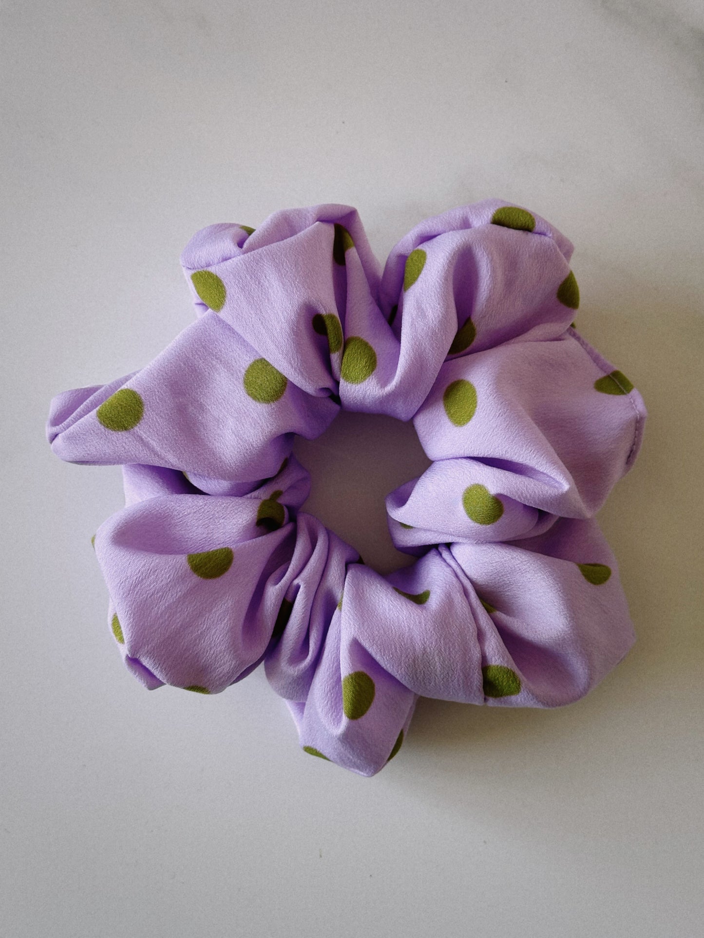 XL Purple and Green Polkadot Scrunchie