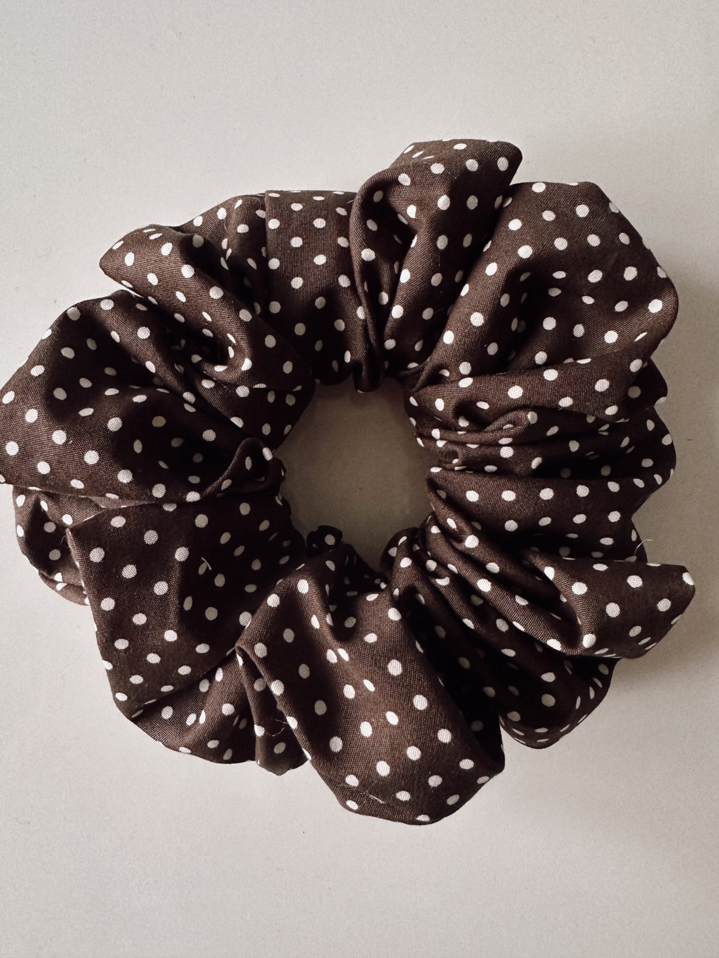 Dark Brown Polkadot Scrunchie