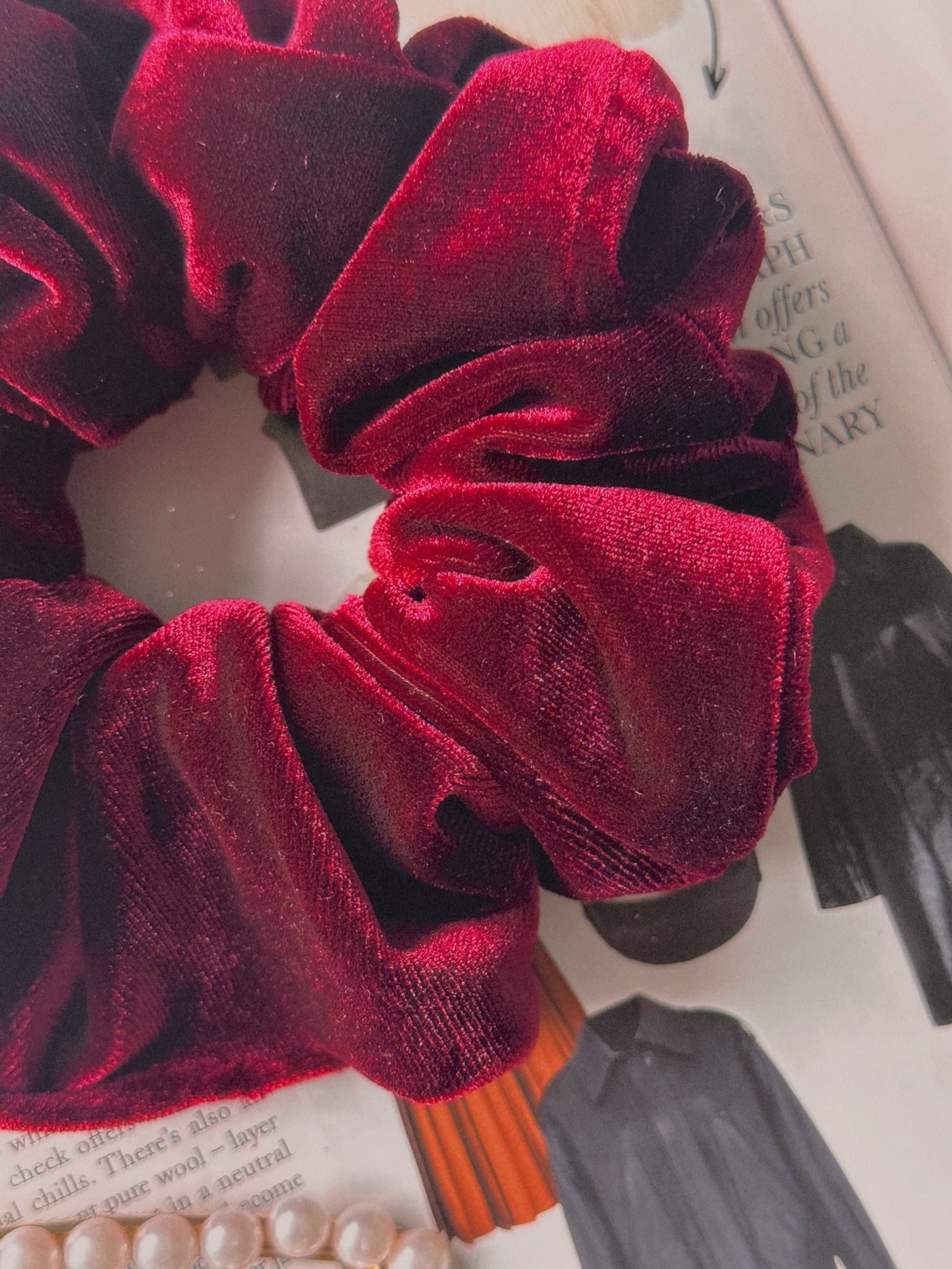Oversized Burgundy Velvet Scrunchie