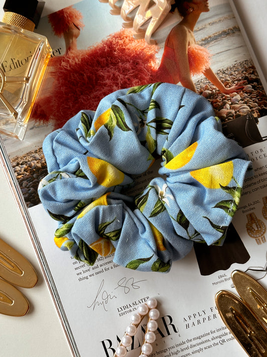 XL Lemon Print Scrunchie – Summer Accessory