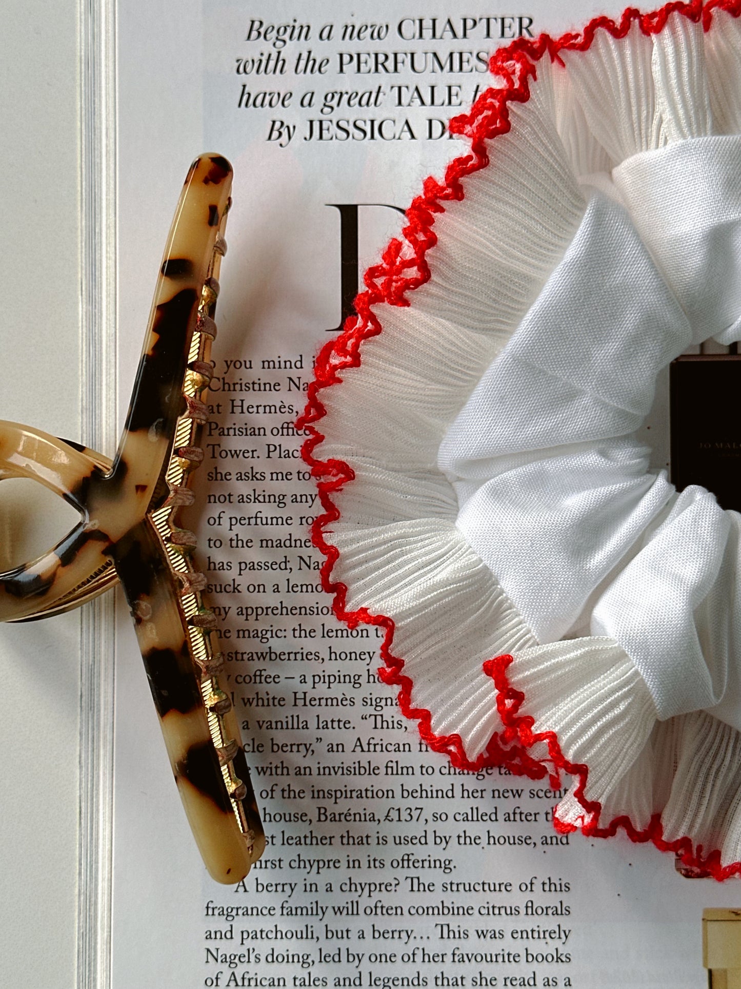 Smaller Oversized White Scrunchie with a White Frill Trim