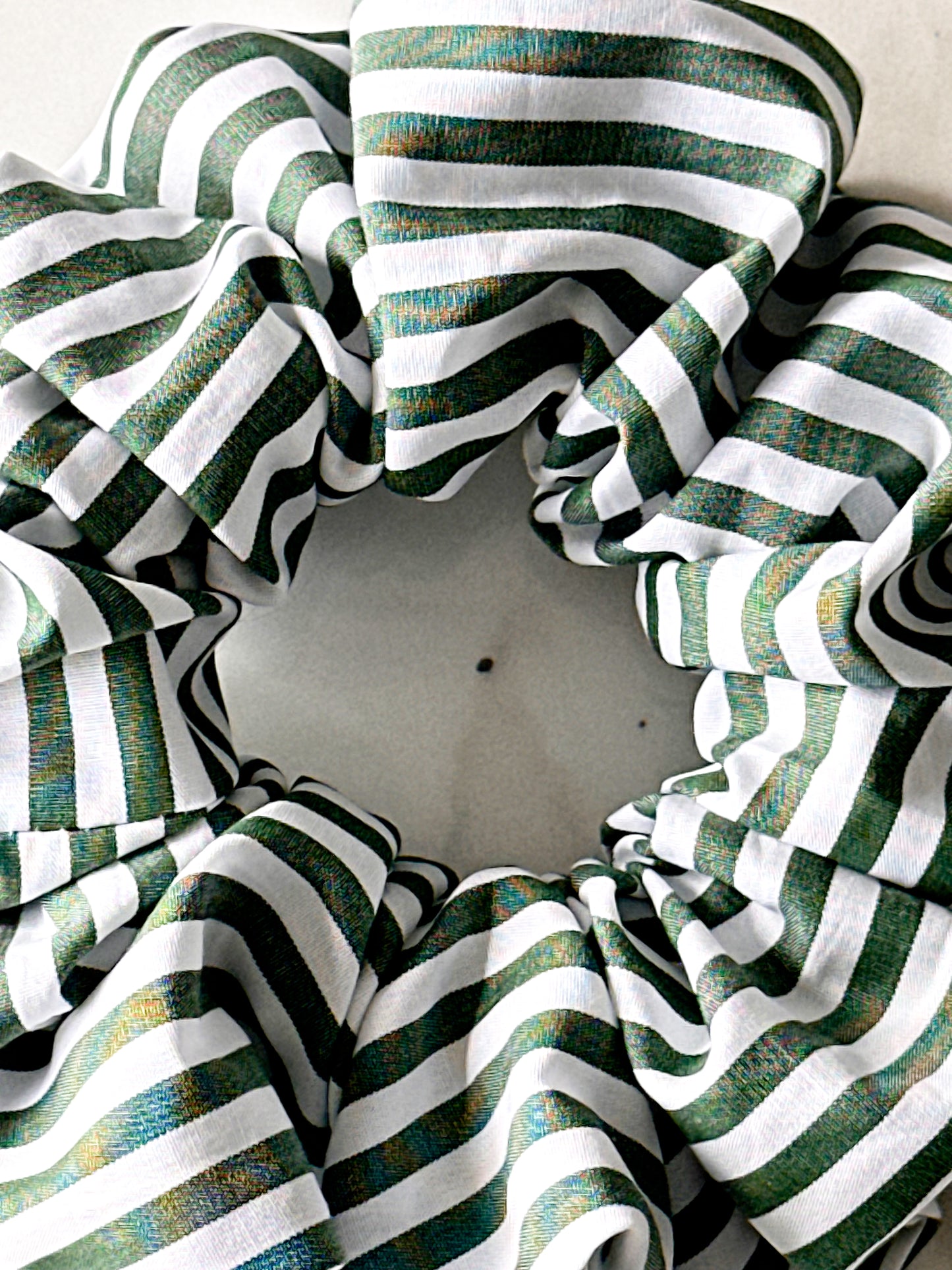 XL Dark Green Striped Scrunchie